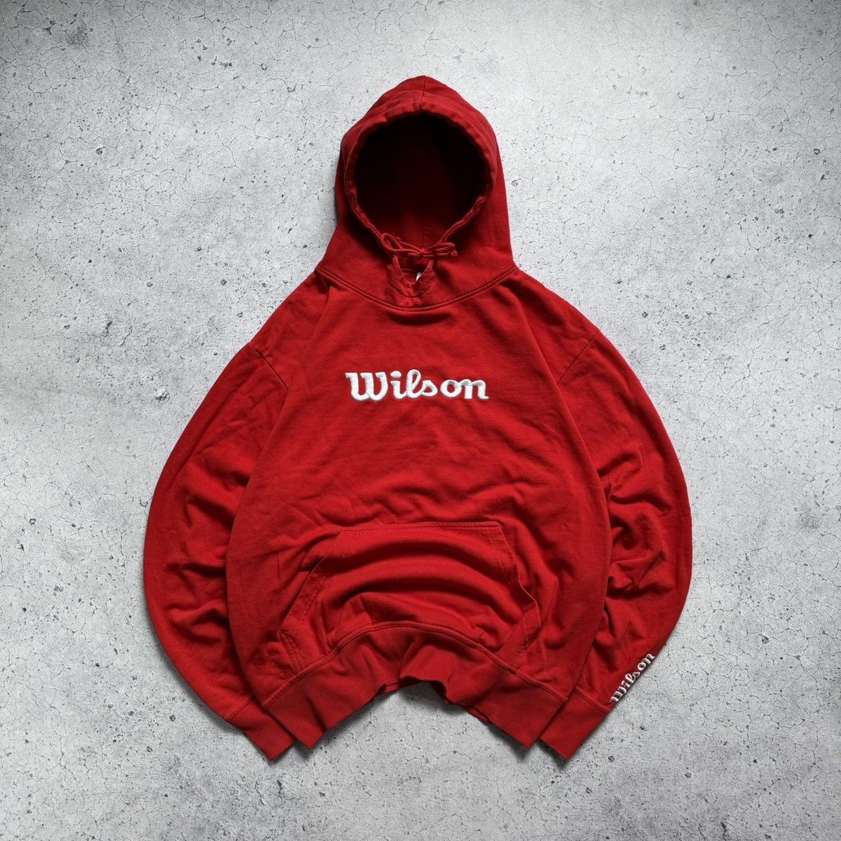 Pre-owned Vintage X Wilson Athletics Wilson Vintage Oversized Red Hoodie Embroidered Center Logo