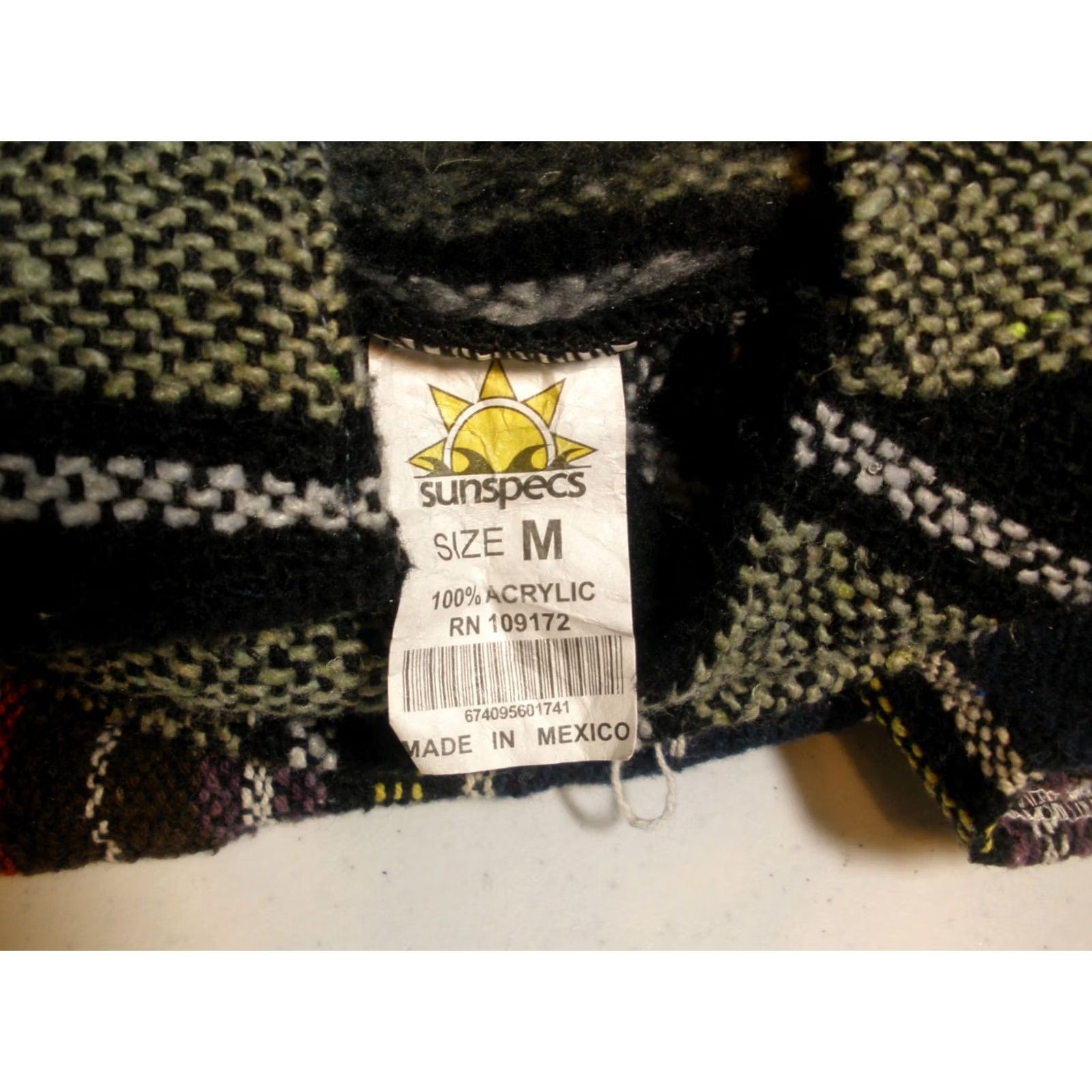 Sunspel Sunspecs Hooded Pullover Poncho Baja Hoodie Adult's S/M Black Knit Acrylic Striped Hippie Surfer Beach 90s Style Mens Womens Size US S / EU 44-46 / 1 - 4 Thumbnail