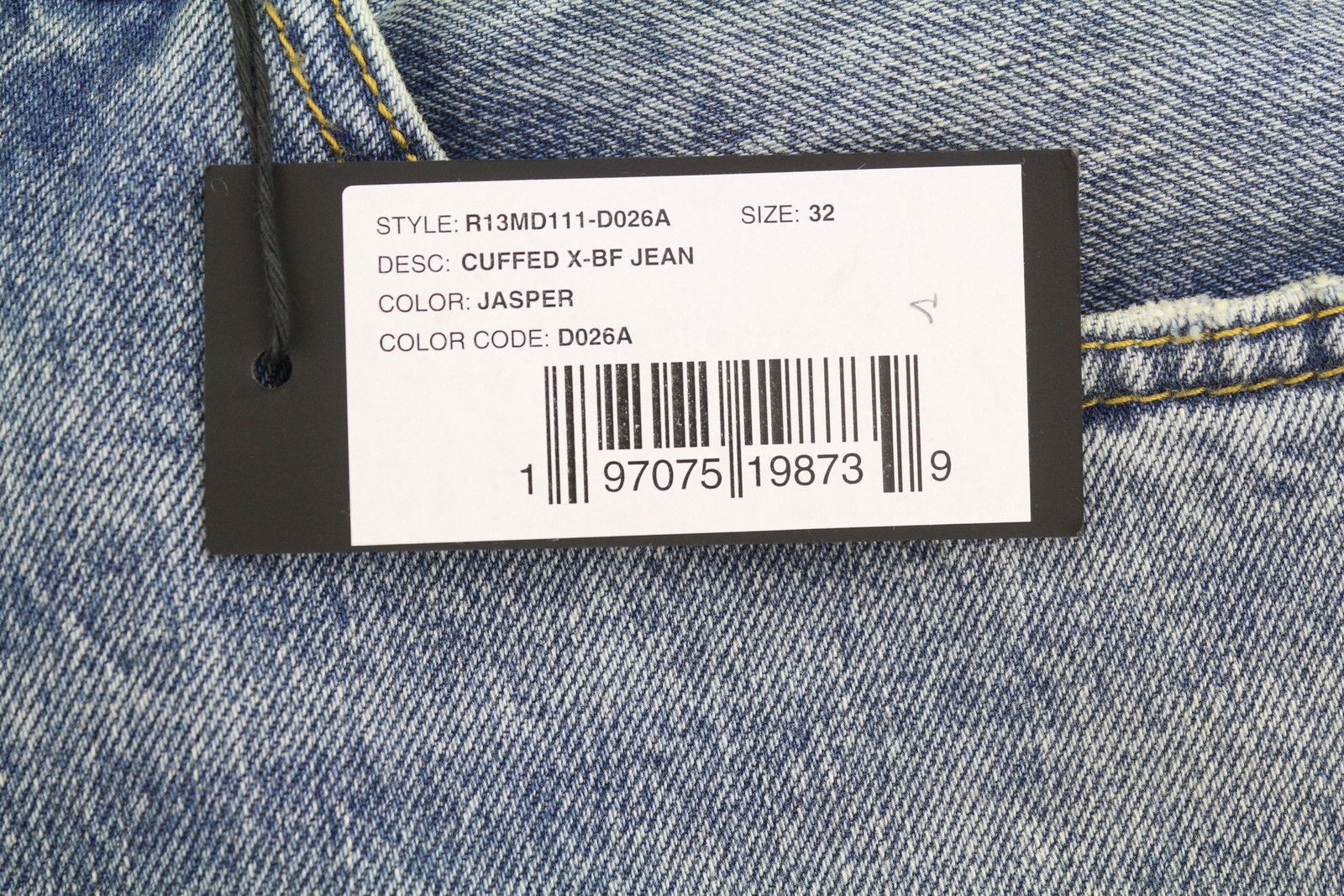R13 CUFFED X-BF 32 Jasper Faded Denim 87201 Size 32" / US 10 / IT 46 - 7 Thumbnail