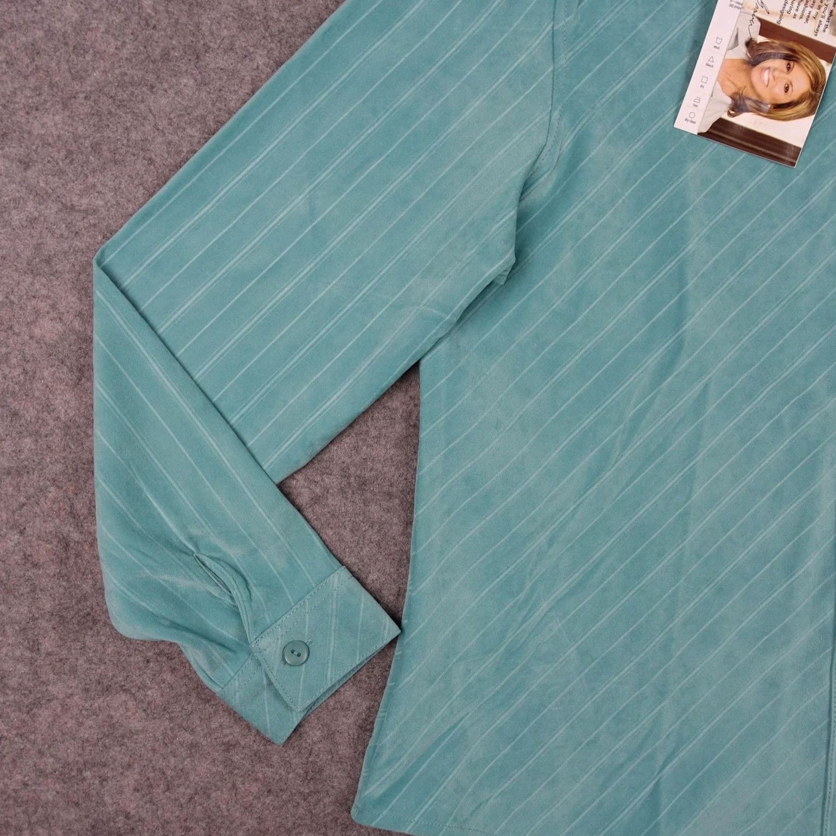 Vintage Susan Graver Shirt Womens L Blue Stripe Button Up Western Stretch Top Teal Size L / US 10 / IT 46 - 5 Thumbnail