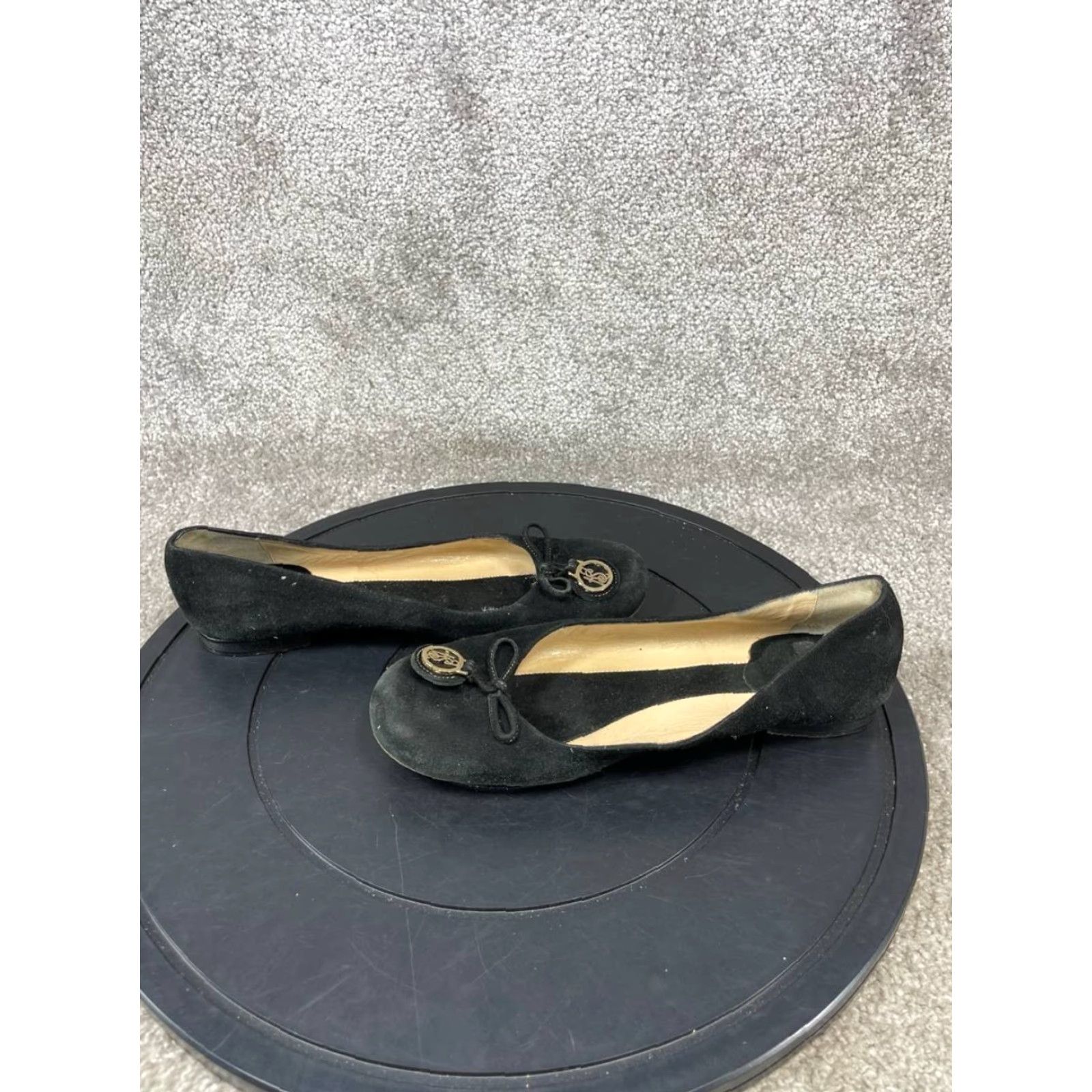 Vintage kate spade new york flats Womens 7.5 B Ballet Black Suede Bow Round Toe Slip On Shoes Size US 5.5 / IT 35.5 - 7 Thumbnail