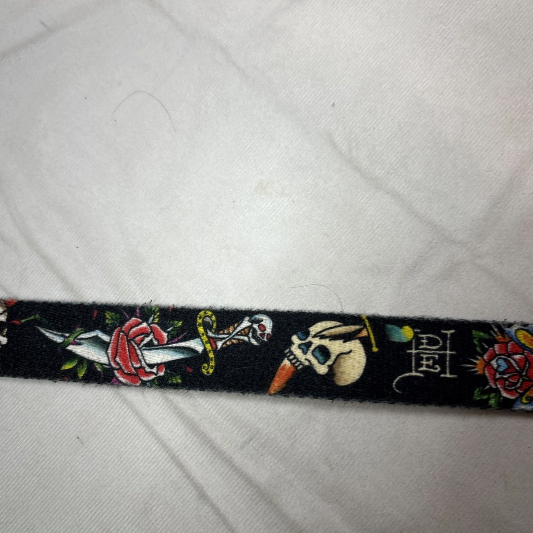 Ed Hardy VINTAGE Ed Hardy Belt One Size Black Cotton Logo Overprint Tattoo Skulls Y2K No Buckle 47 Inches Men Size ONE SIZE - 6 Thumbnail