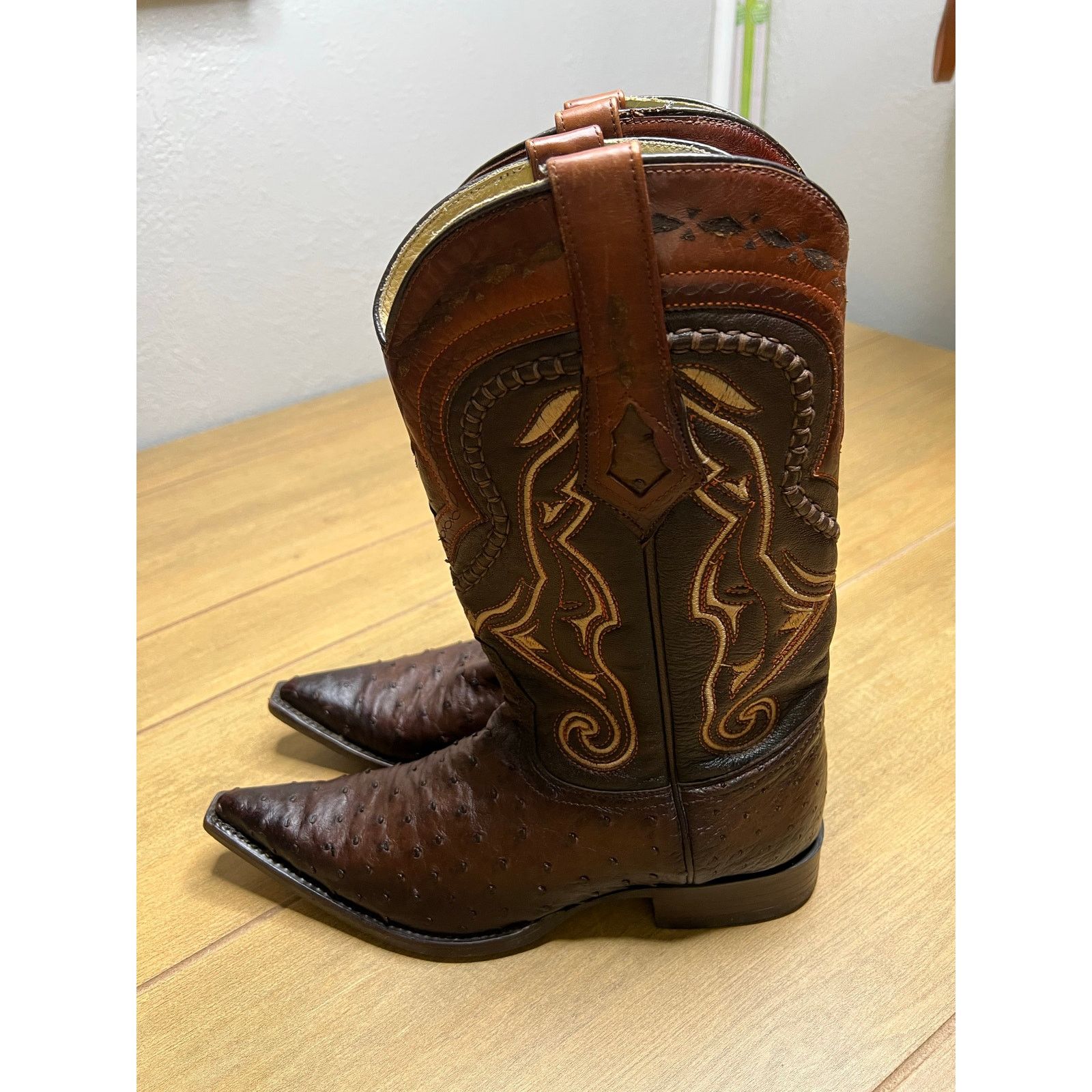 Los Altos Boots Los Altos Quill Ostrich Cowboy Boots Brown Leather Mens 7 EE Size US 7 / EU 40 - 1 Thumbnail