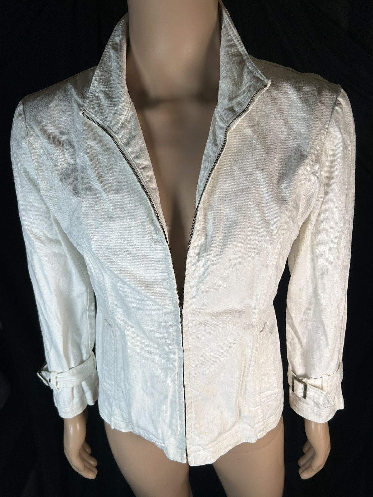 Japanese Brand Mariene Jobert White Tone Mortocycle Jacket Size US M / EU 48-50 / 2 - 2 Thumbnail