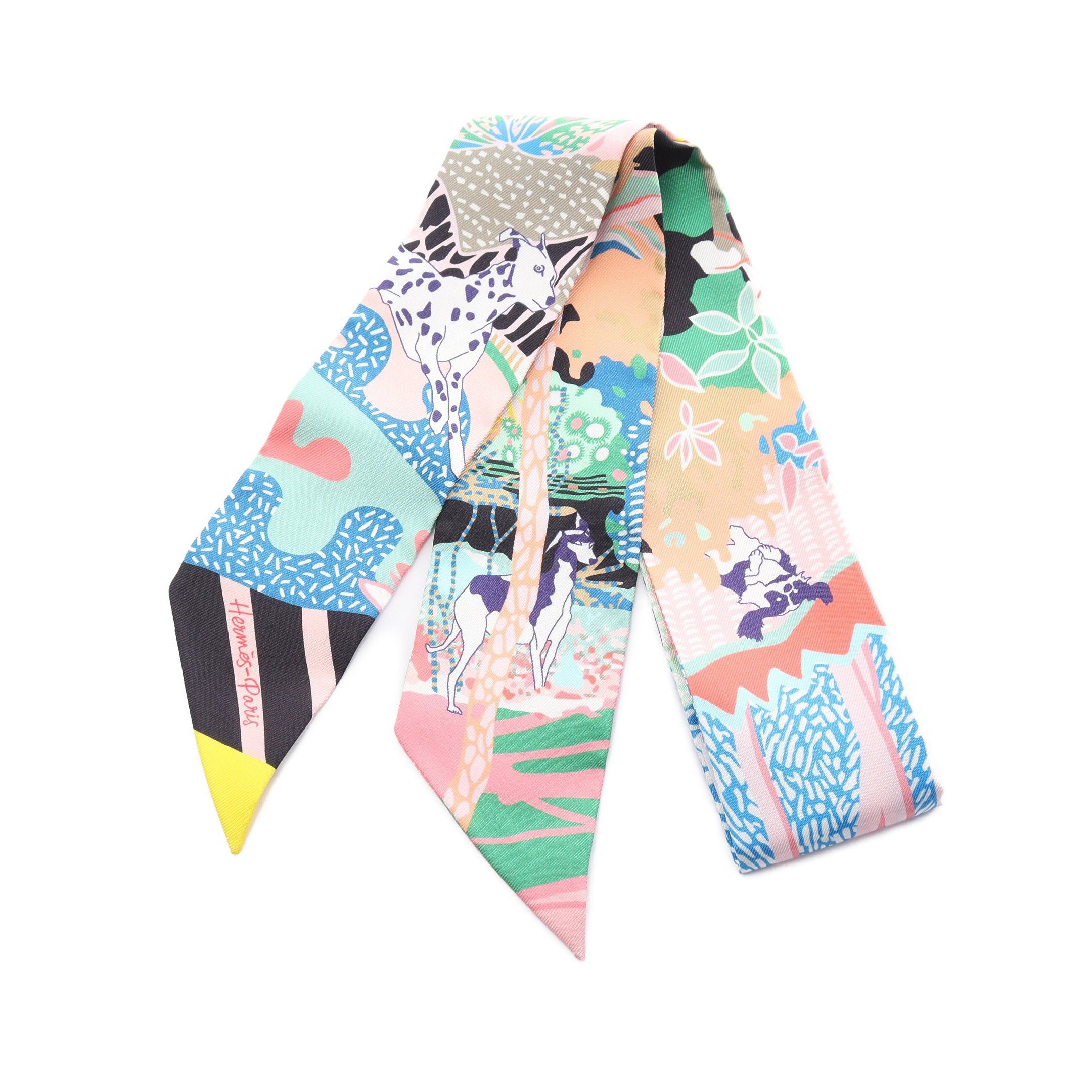 Hermes Hermes Twilly En Liberte Ribbon Scarf Silk Pink Multicolor Size ONE SIZE - 1 Thumbnail