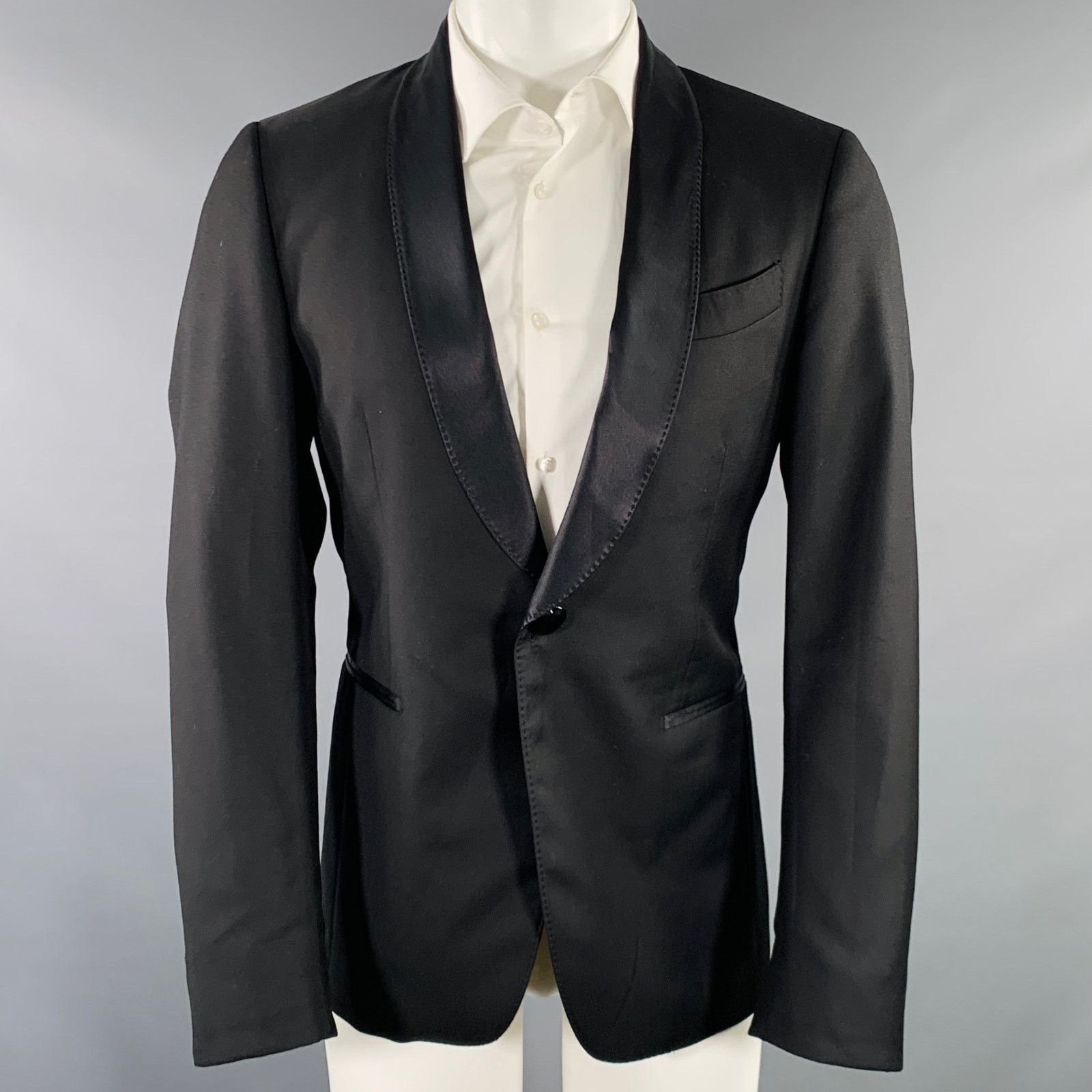 Billionaire Couture Size 38 Black Cotton Silk Shawl Collar Sport Coat Size 38R - 1 Thumbnail