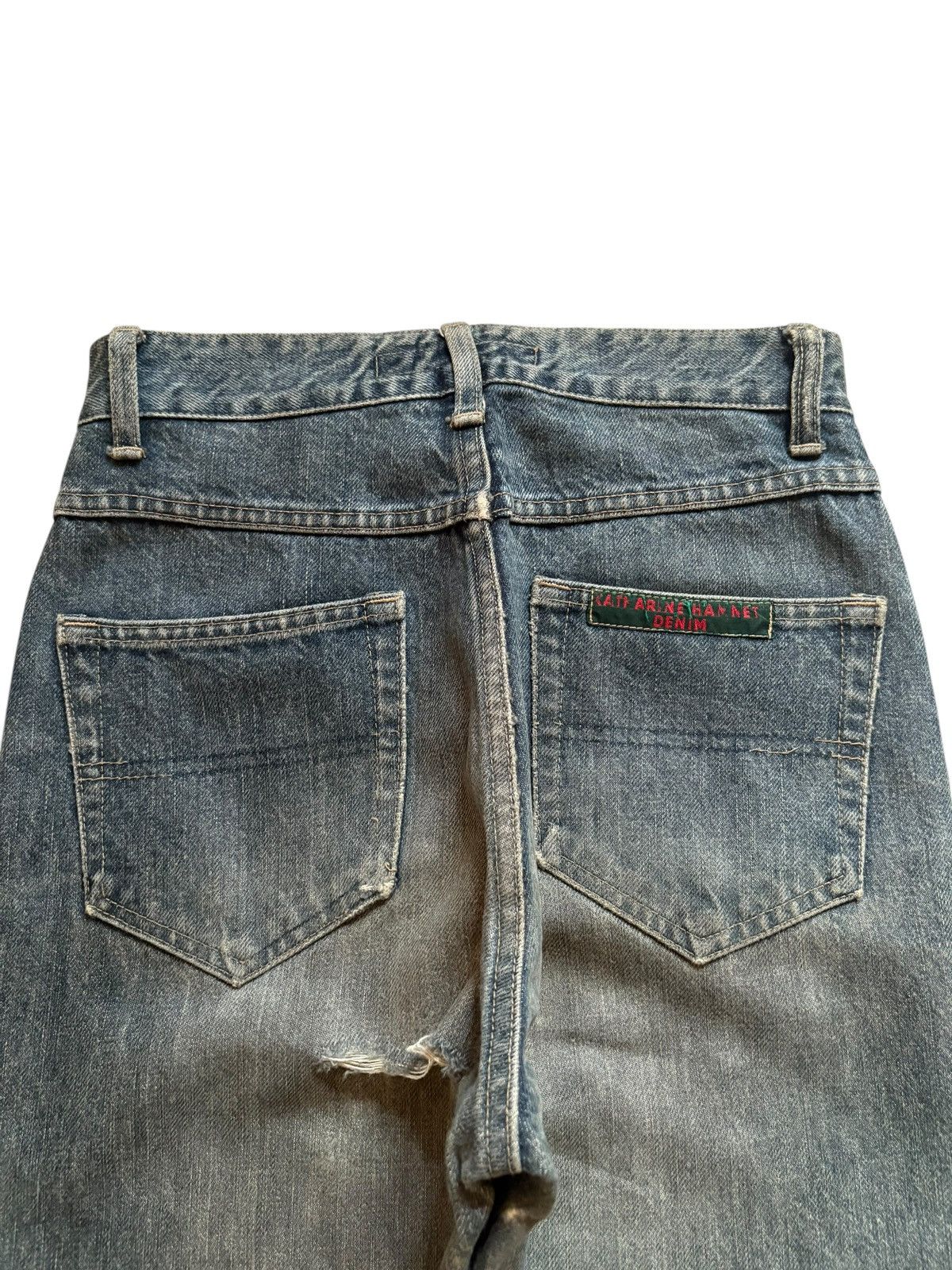 Designer × Katharine Hamnett London Vintage Katharine Mud Wash Distressed Ripped Bootcut Jeans Size 25" / US 0 / IT 36 - 8 Thumbnail