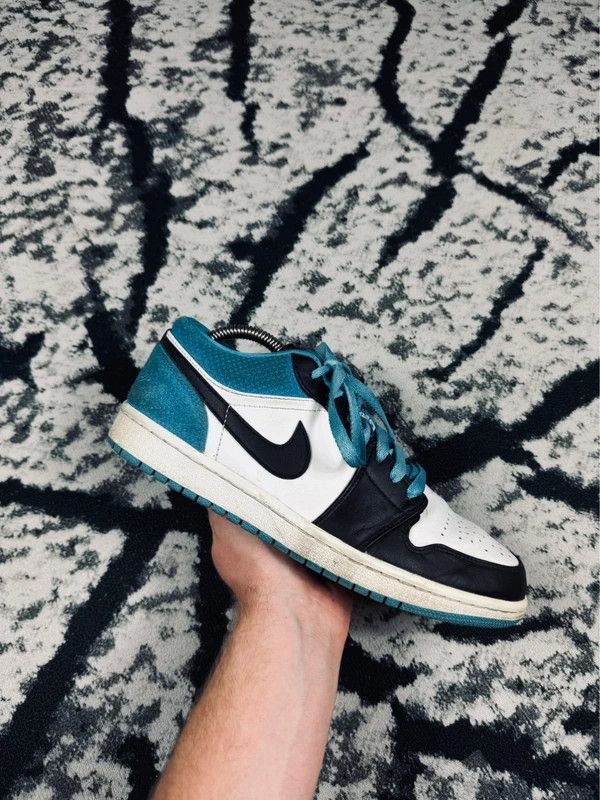 Nike Jordan 1 Low shoes blue white black swoosh 40.5 Size US 10.5 / IT 40.5 - 1 Thumbnail
