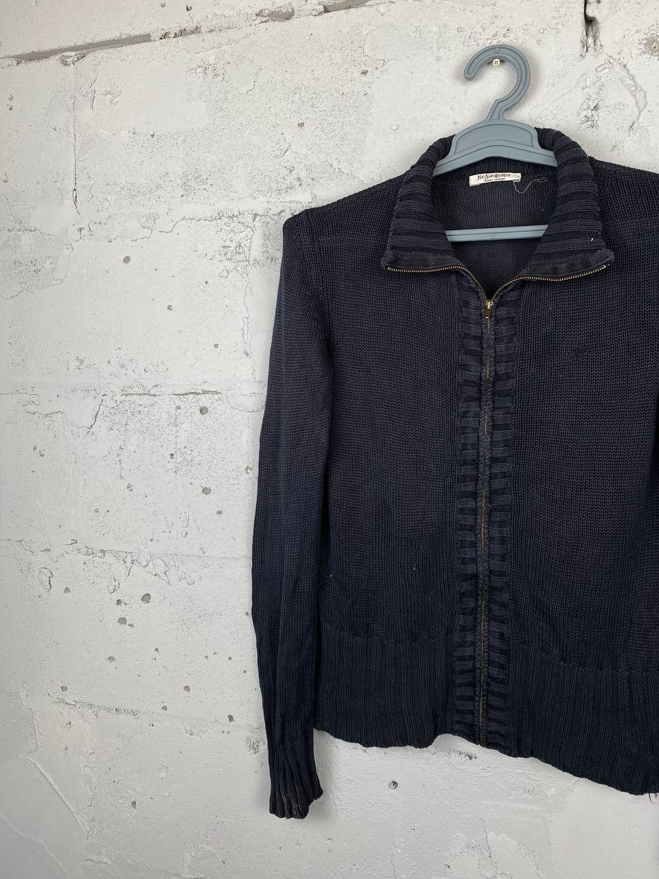 Designer × Yves Saint Laurent 80s Yves Saint Laurent Silk Full Zip Open Knit Sweater Size US S / EU 44-46 / 1 - 3 Thumbnail