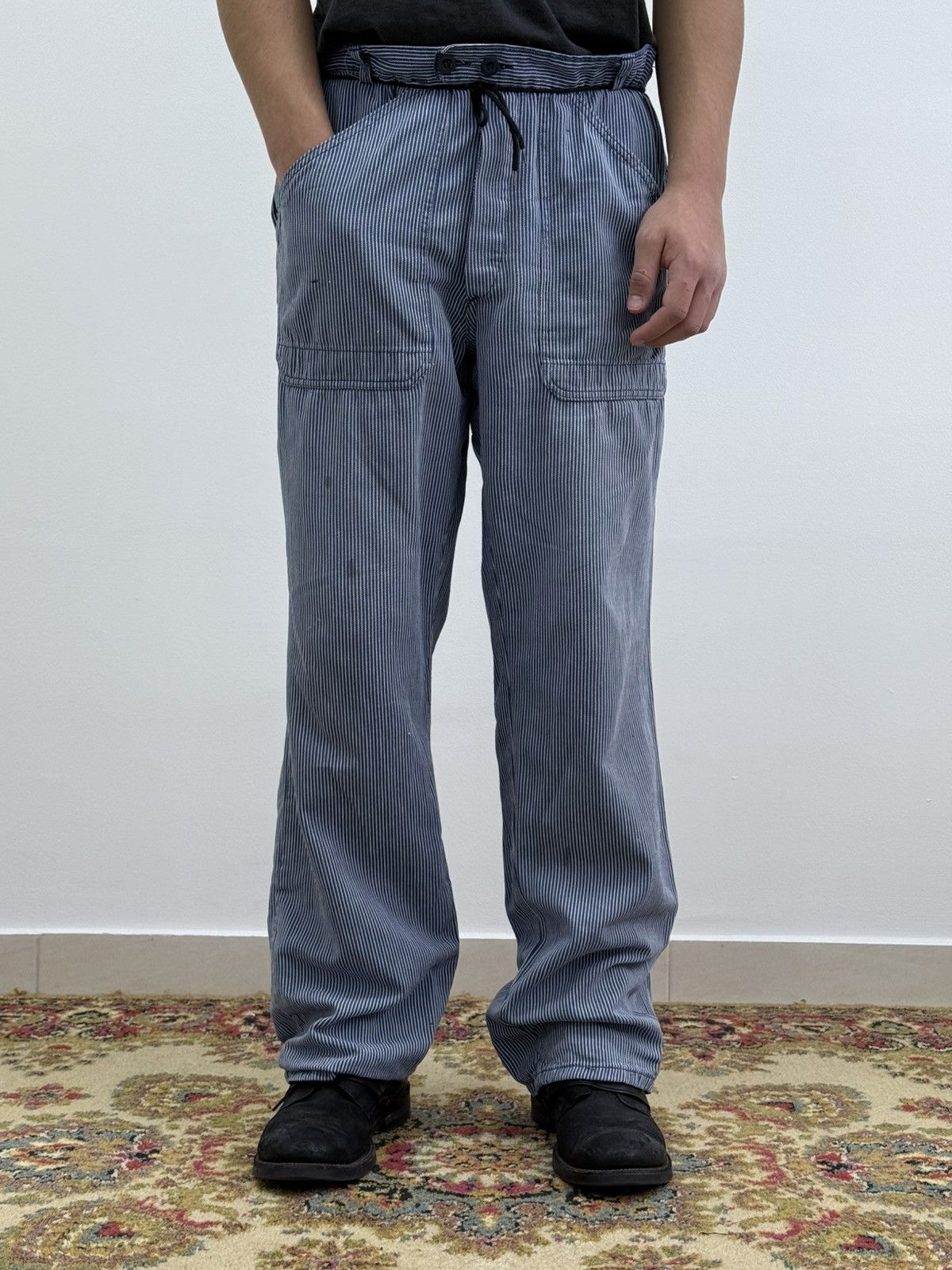 Vintage 70s French Faded Striped Work Pants