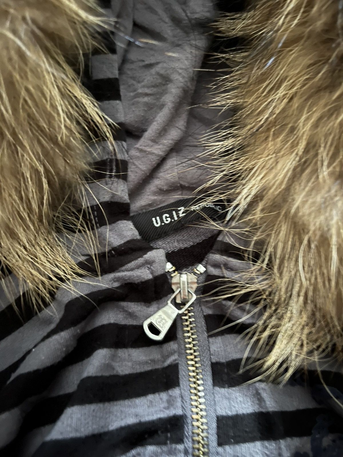 Isamu Katayama Backlash 2000s ugiz faux fur poem striped hoodie Size US M / EU 48-50 / 2 - 4 Thumbnail