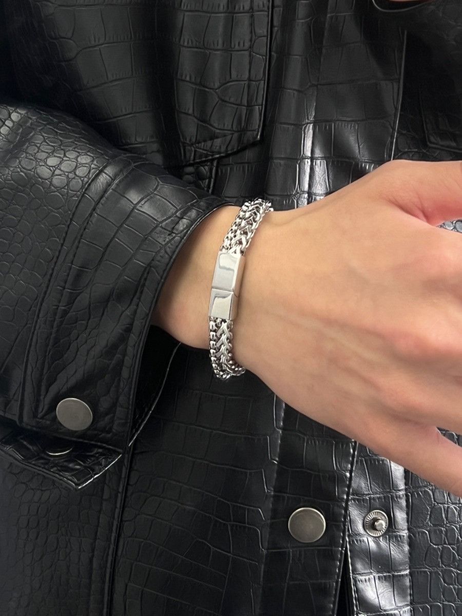 Jewelry × Vintage Double titanium steel stylish silver bracelet for men Size ONE SIZE - 3 Thumbnail