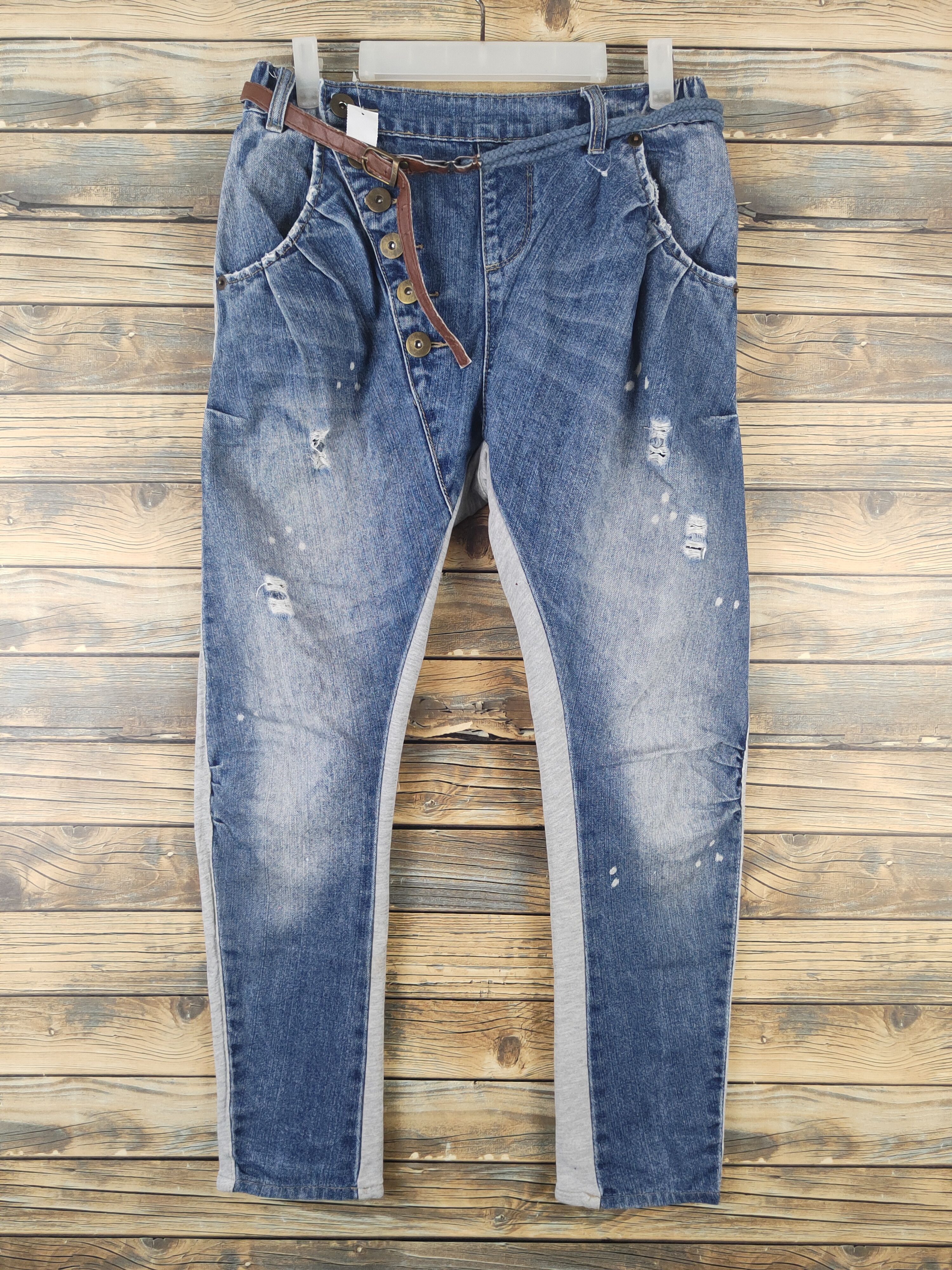 Japanese Brand DL Japanese Brand Blue Gray Multipocket Half Jeans# 46-004 Size 28" / US 6 / IT 42 - 1 Thumbnail