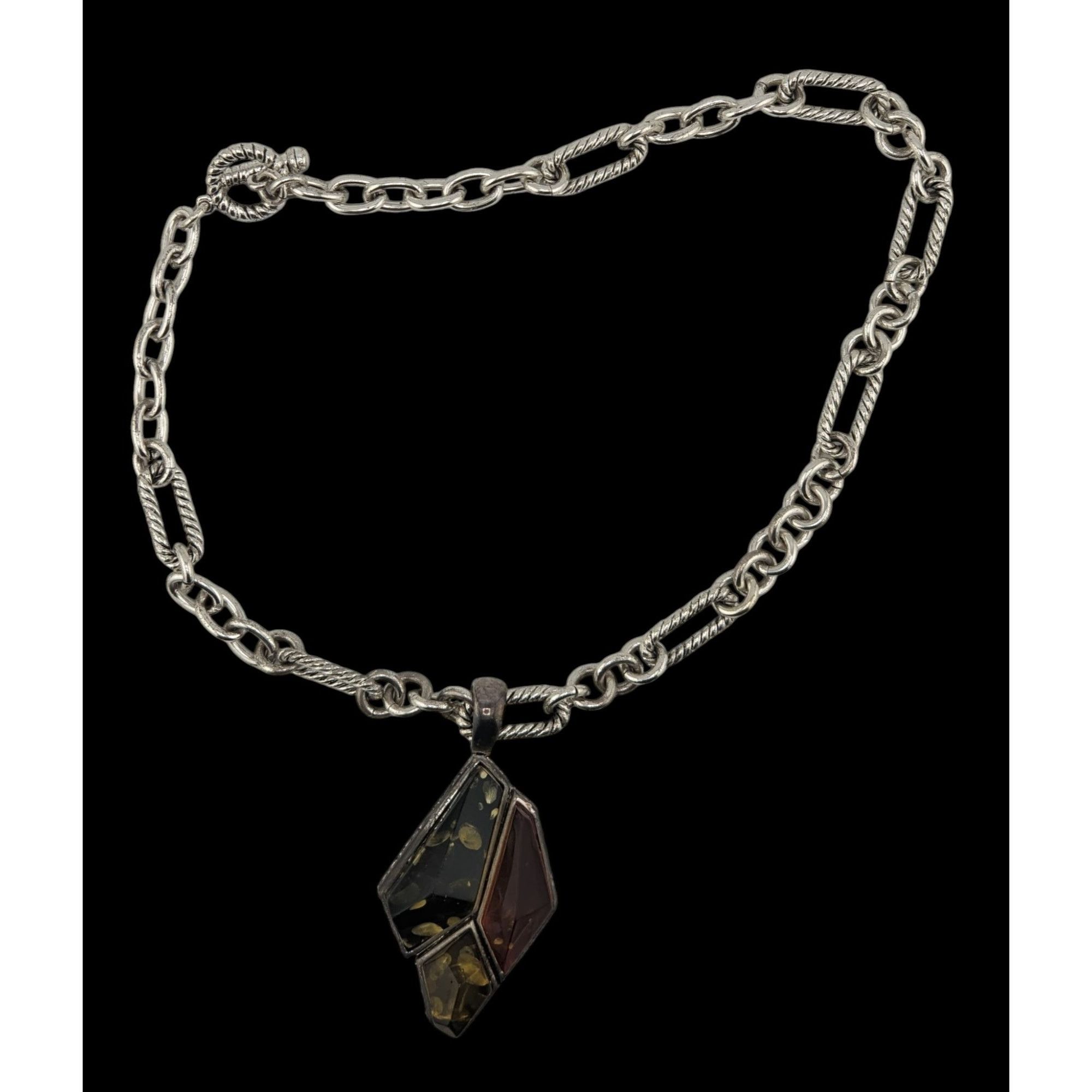 Other Vintage Confetti Lucite Pendant Necklace With Chunky Silver Size ONE SIZE - 3 Thumbnail