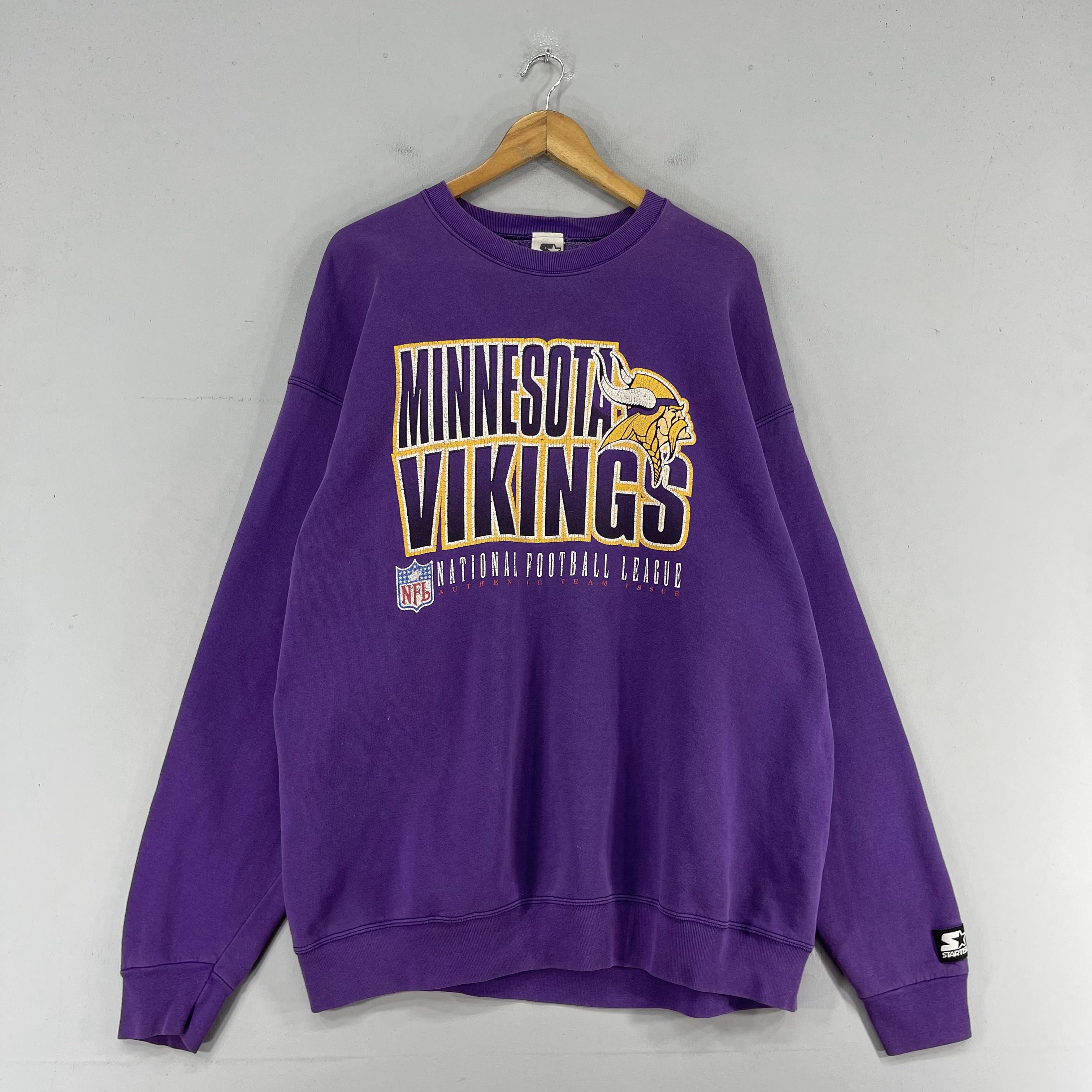 NFL × Starter × Vintage Vintage Minnesota VIKINGS Spellout Printed Nfl Sweatshirt Size US XL / EU 56 / 4 - 4 Thumbnail