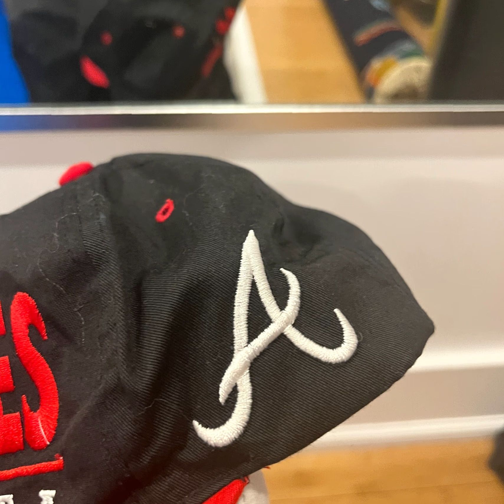 Starter VINTAGE Atlanta Braves Snapback Hat Men One Size Black 90s Clutch Starter Boys Mens Size ONE SIZE - 3 Thumbnail
