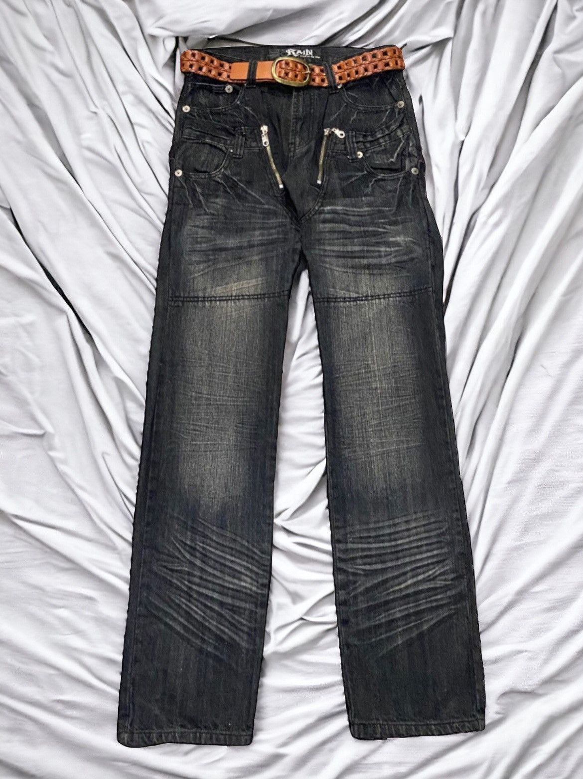 If Six Was Nine × Japanese Brand × Le Grande Bleu (L.G.B.) Rain Japan Double Waist Baggy Jeans With Leather Belt Size US 30 / EU 46 - 1 Thumbnail