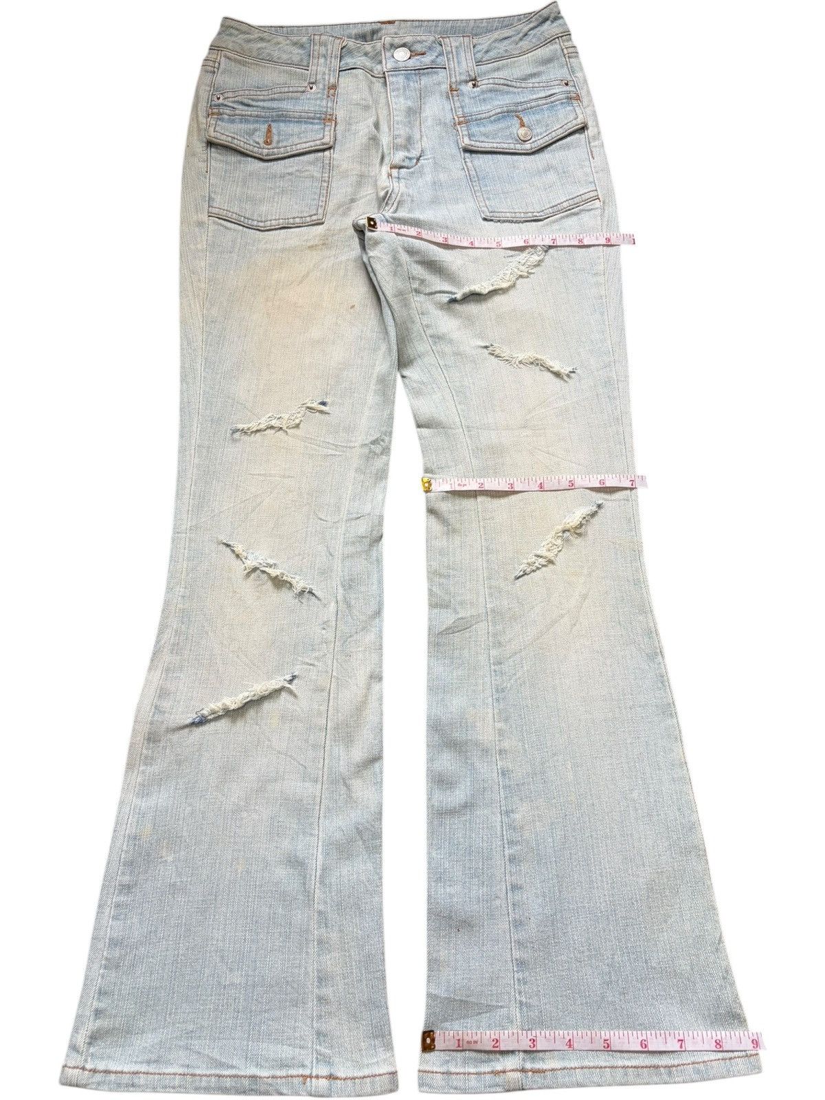 Hysteric Glamour Vintage Japanese Brand Light Wash Distress Flare Jeans Size 27" / US 4 / IT 40 - 8 Thumbnail