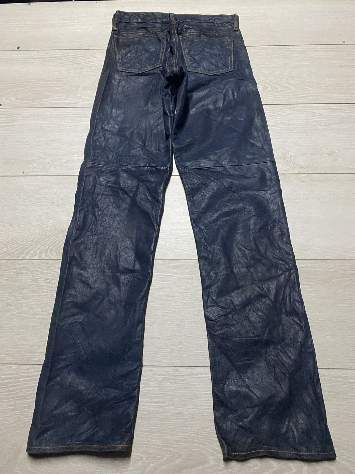 Number (N)ine Studio Design K Kondo Indigo Leather Pants Skinny Size US 27 - 2 Thumbnail