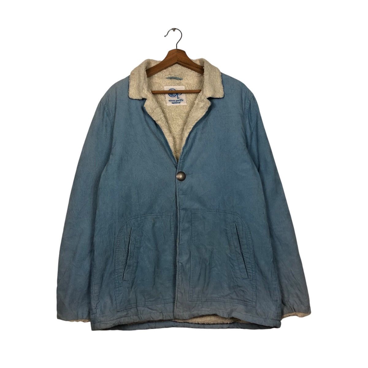 Japanese Brand × Ocean Pacific × Vintage 📌Vintage Indigo Denim Jacket Ocean Pacific Fur Lining Size US L / EU 52-54 / 3 - 2 Thumbnail