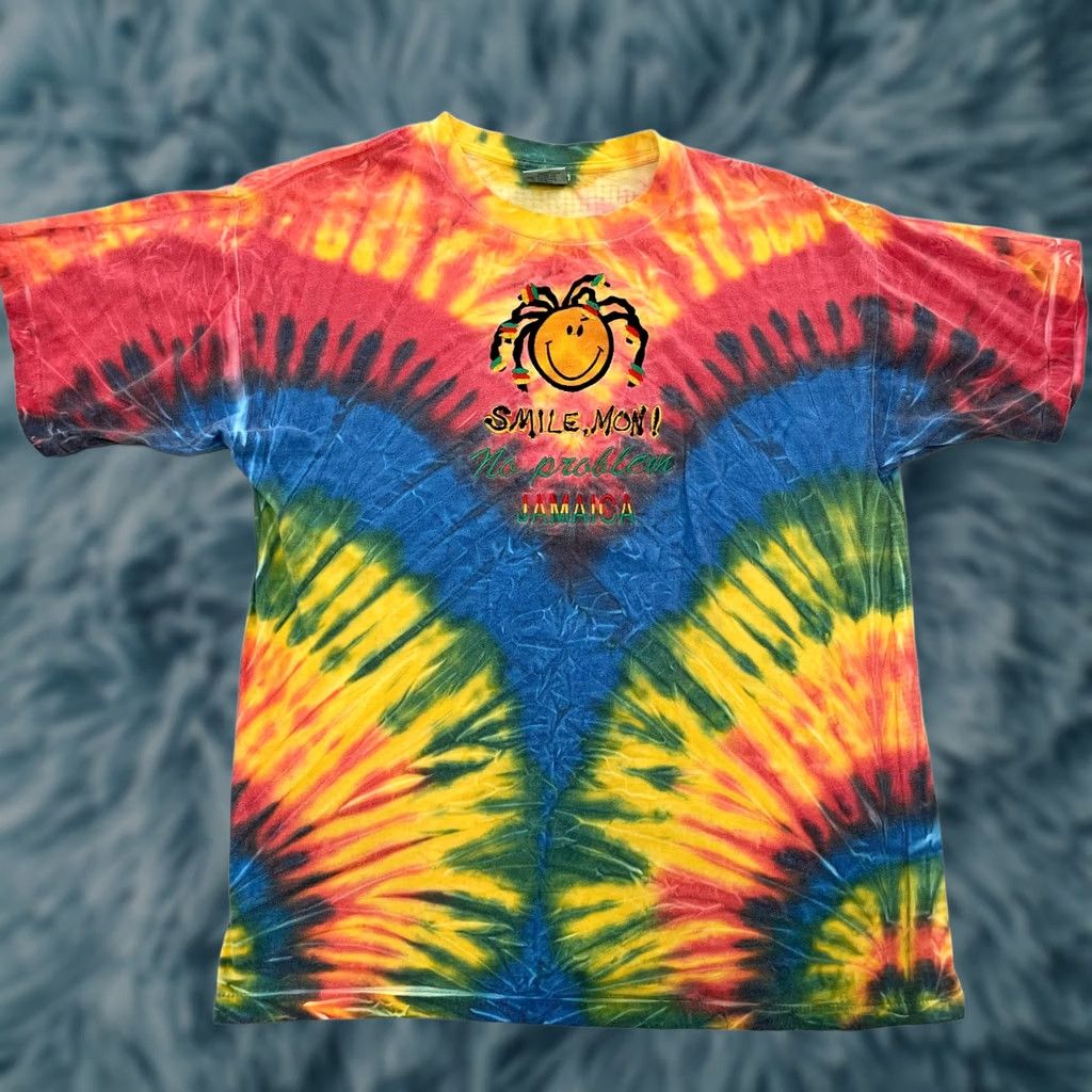 Vintage VINTAGE Jamaica Shirt Adult Medium Tie Dye Smile Mon Embroidered Mens M 90s Size US M / EU 48-50 / 2 - 1 Thumbnail