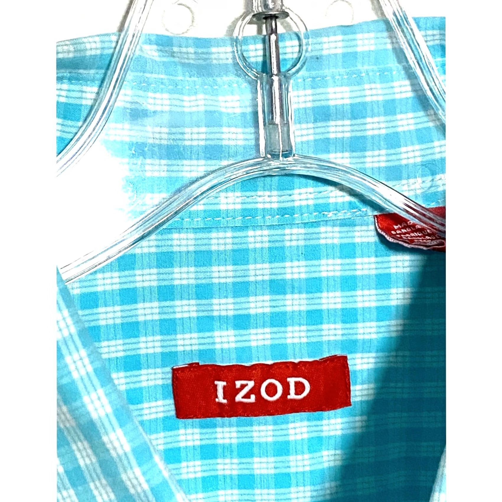 Izod Izod Blue Plaid Button Front Shirt Mens S Summer Coastal Business Casual Office Shirt Size US S / EU 44-46 / 1 - 7 Thumbnail