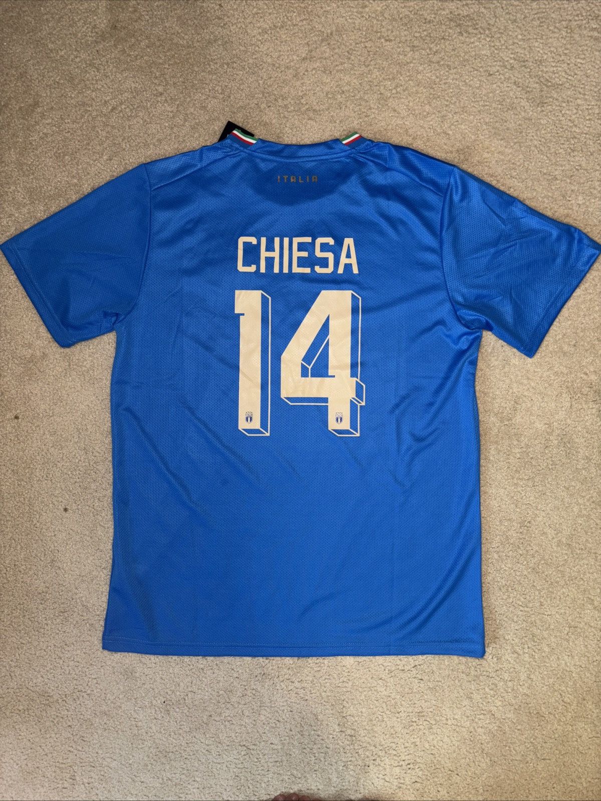 Puma NEW 2022 Italy Home Jersey #14 Chiesa 2XL Puma Soccer Size US XXL / EU 58 / 5 - 2 Thumbnail