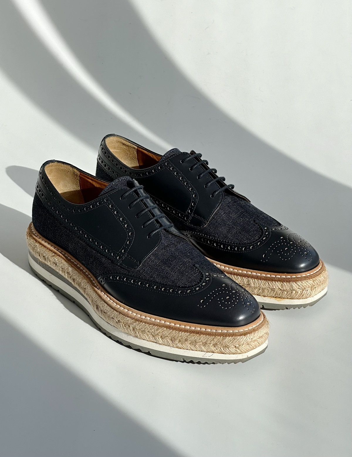 Prada PRADA 2015 Denim Platform Brogues Shoes 2EG015 runway punk Size US 9 / EU 42 - 9 Thumbnail