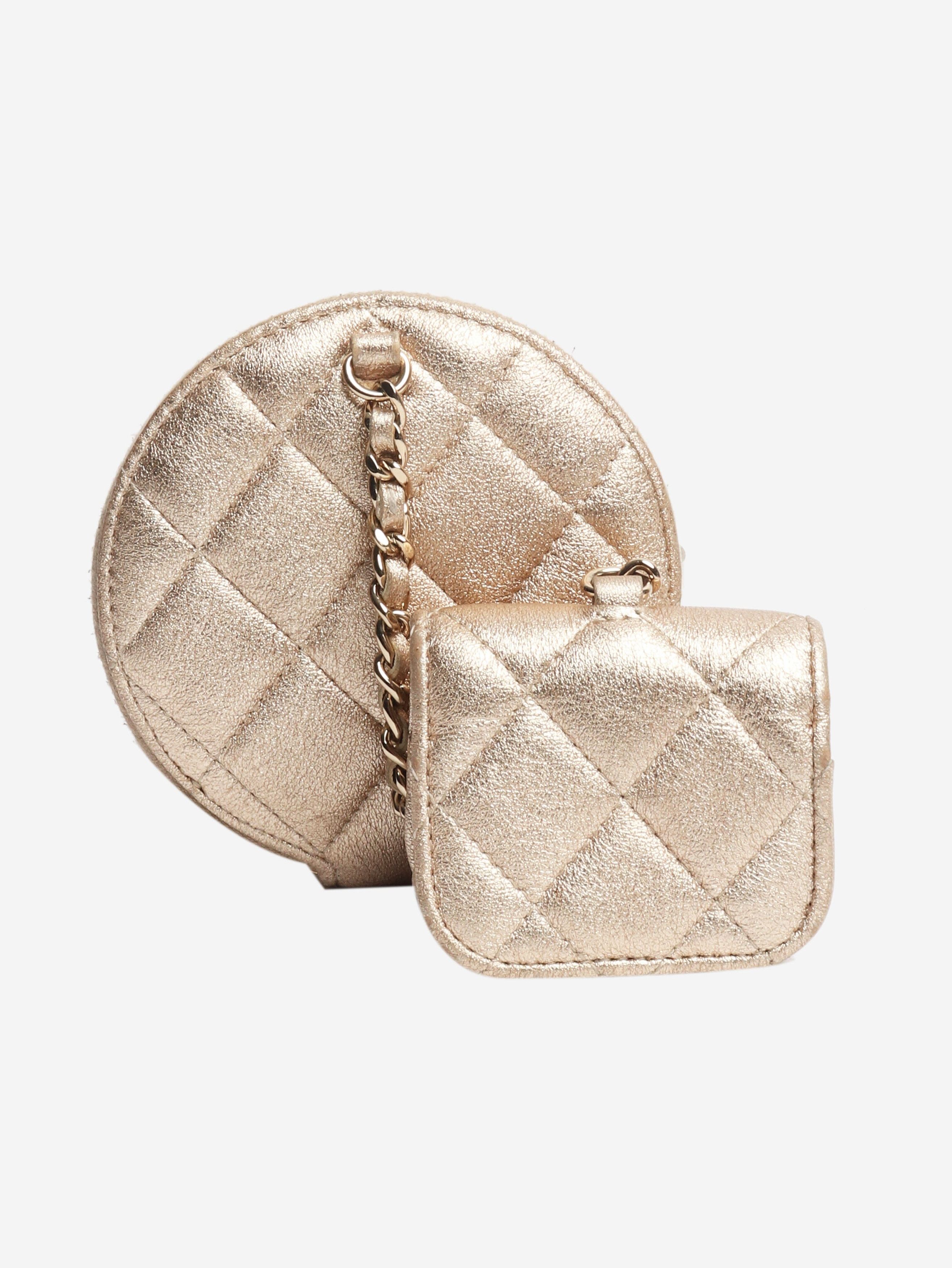 Chanel Gold metallic quilted lambskin pouch and Airpod case Size ONE SIZE - 1 Thumbnail