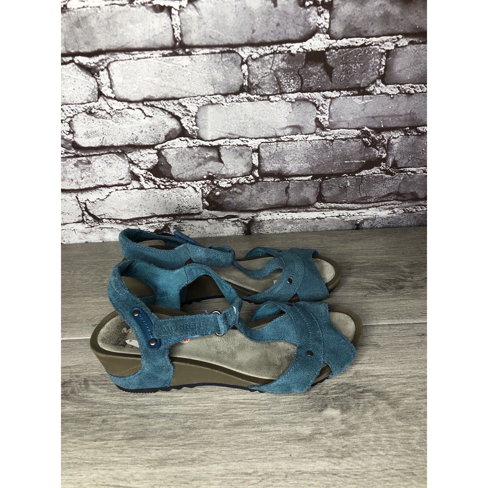 Merrell Merrell Revalli Dragonfly Blue Teal Leather Strappy Wedge Sa Size US 7 / IT 37 - 18 Thumbnail