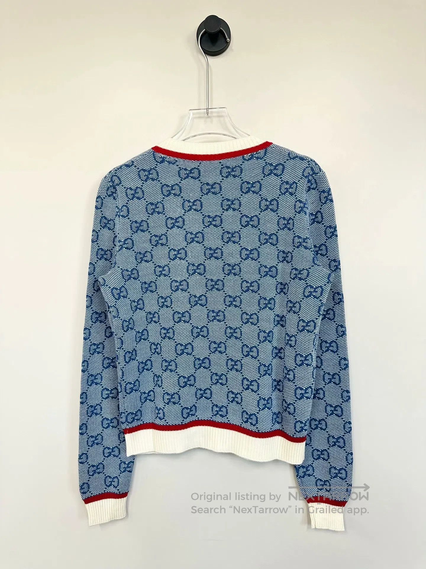 Gucci Guicci Blue Metal Button All-over Printed Knit Cardigan| Size US XS / EU 42 / 0 - 2 Thumbnail
