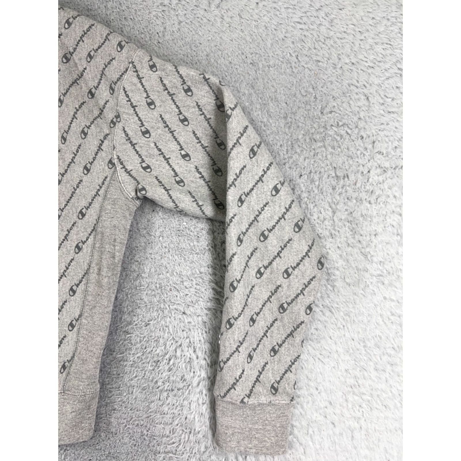 Champion VINTAGE Champion Sweater Women Small Gray Spellout AOP Cotton Reverse Weave Cotton Crop Size S / US 4 / IT 40 - 2 Thumbnail