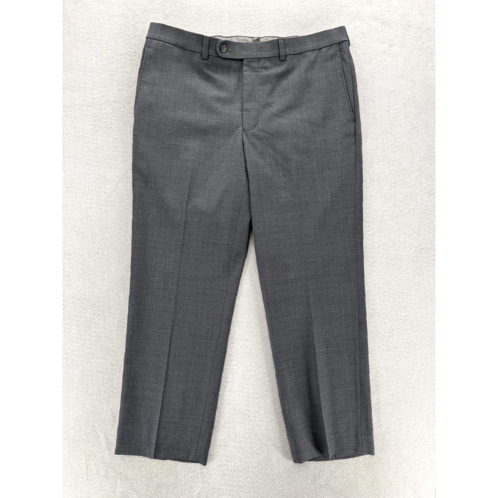 Vintage Riviera Jack Victor Pants Mens 36x28 Gray Traveller Wool Blend Dress Flex Formal Size US 36 / EU 52 - 2 Thumbnail