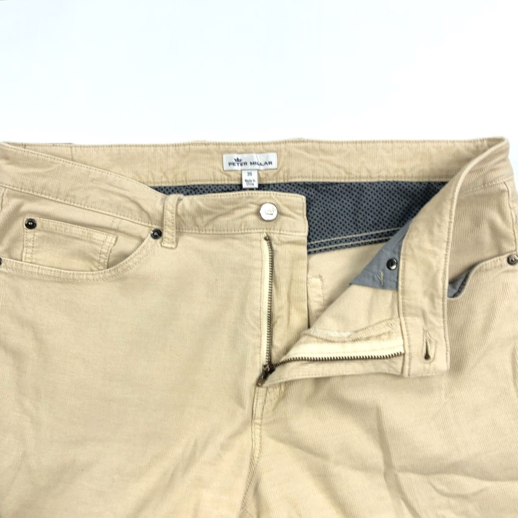 Peter Millar VINTAGE Peter Millar Pants Men 5-Pocket Beige Chino 35x30 Superior Soft Corduroy Crown Size US 35 - 2 Thumbnail