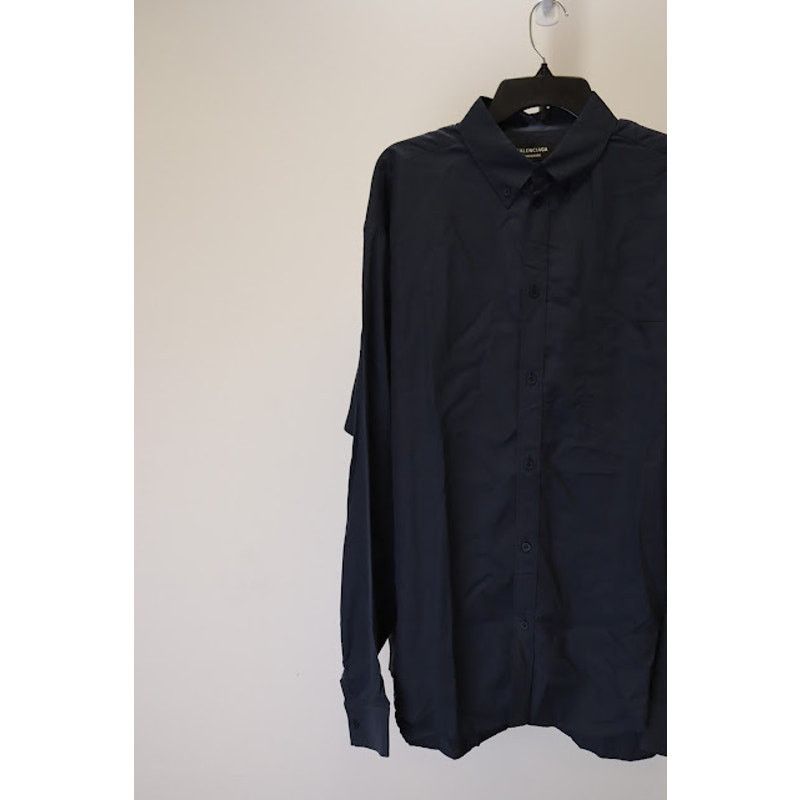Balenciaga o1rshd1 Button up Shirt in Navy Blue Size US S / EU 44-46 / 1 - 4 Thumbnail