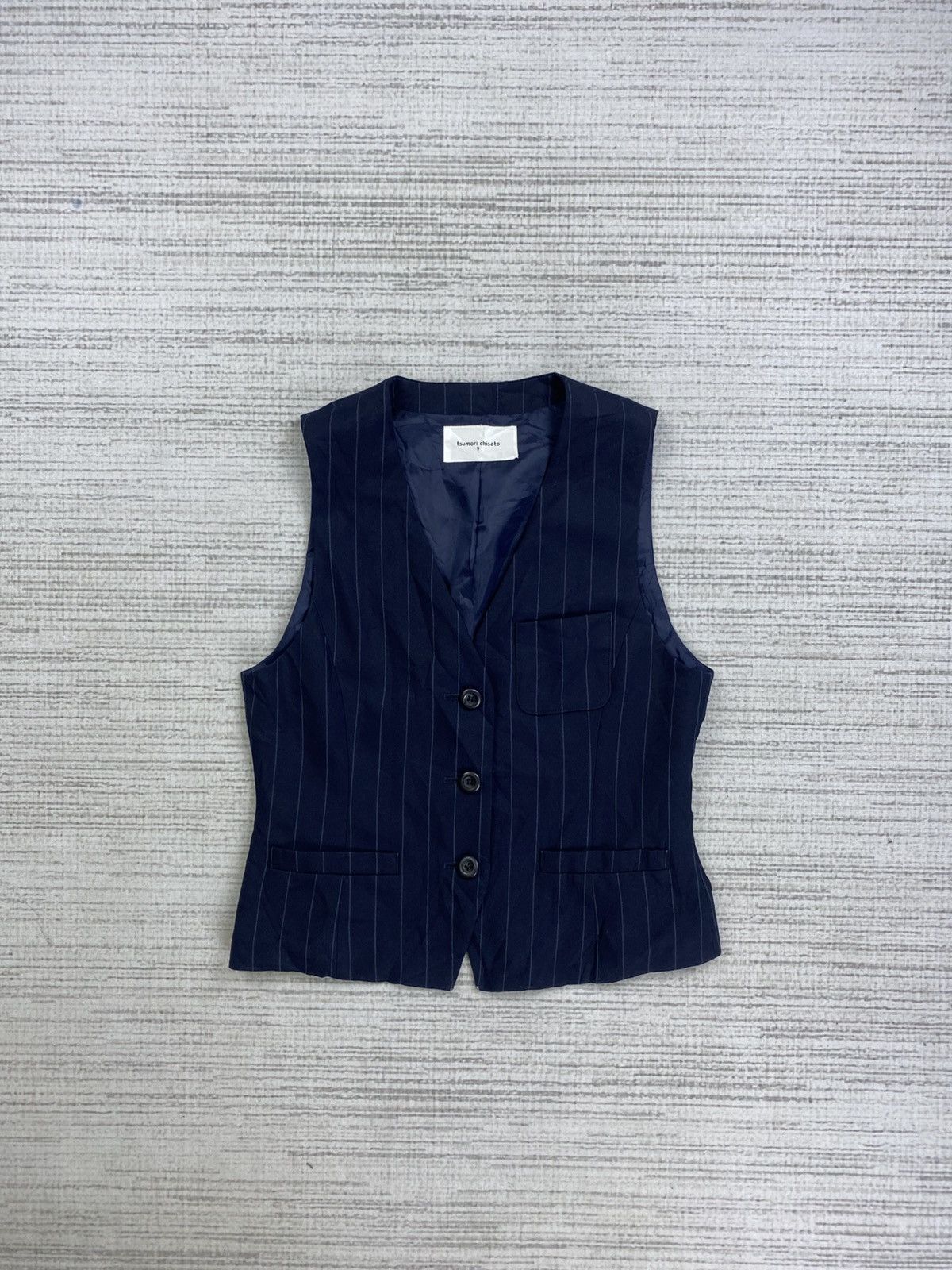 Issey Miyake × Tsumori Chisato × Vintage Vintage Tsumori Chisato Pinstripe Navy Blue Vest Size US S / EU 44-46 / 1 - 1 Thumbnail