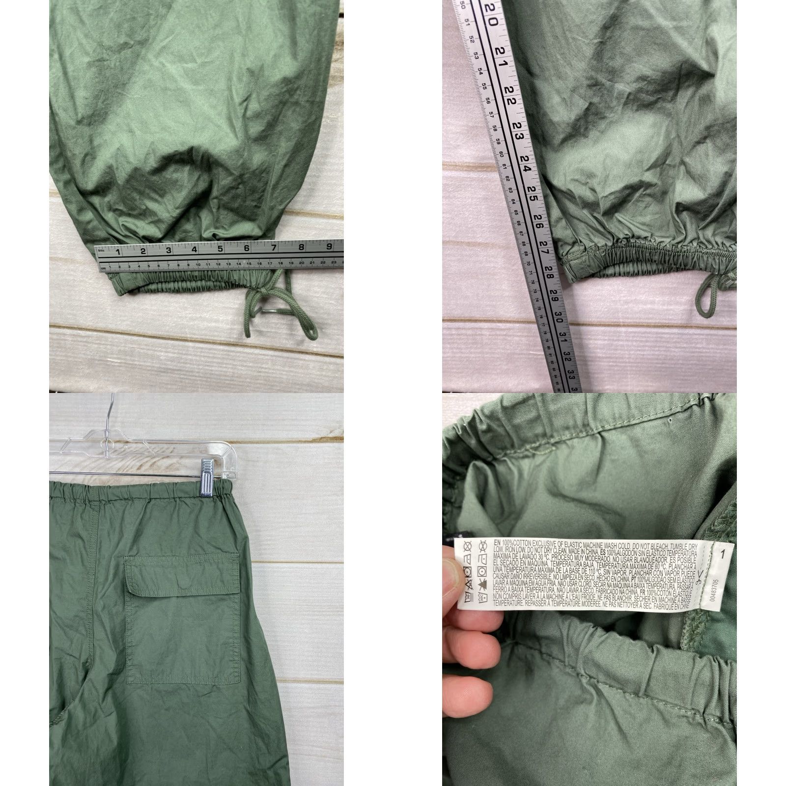 FOREVER 21 Parachute Pants Womens S Green Wide Leg Baggy Lightweight Y2K 80s