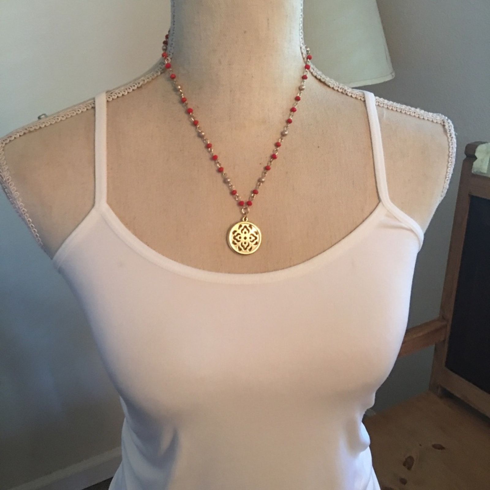 Chaps Chaps gold medallion beaded chain necklace Size ONE SIZE - 5 Thumbnail