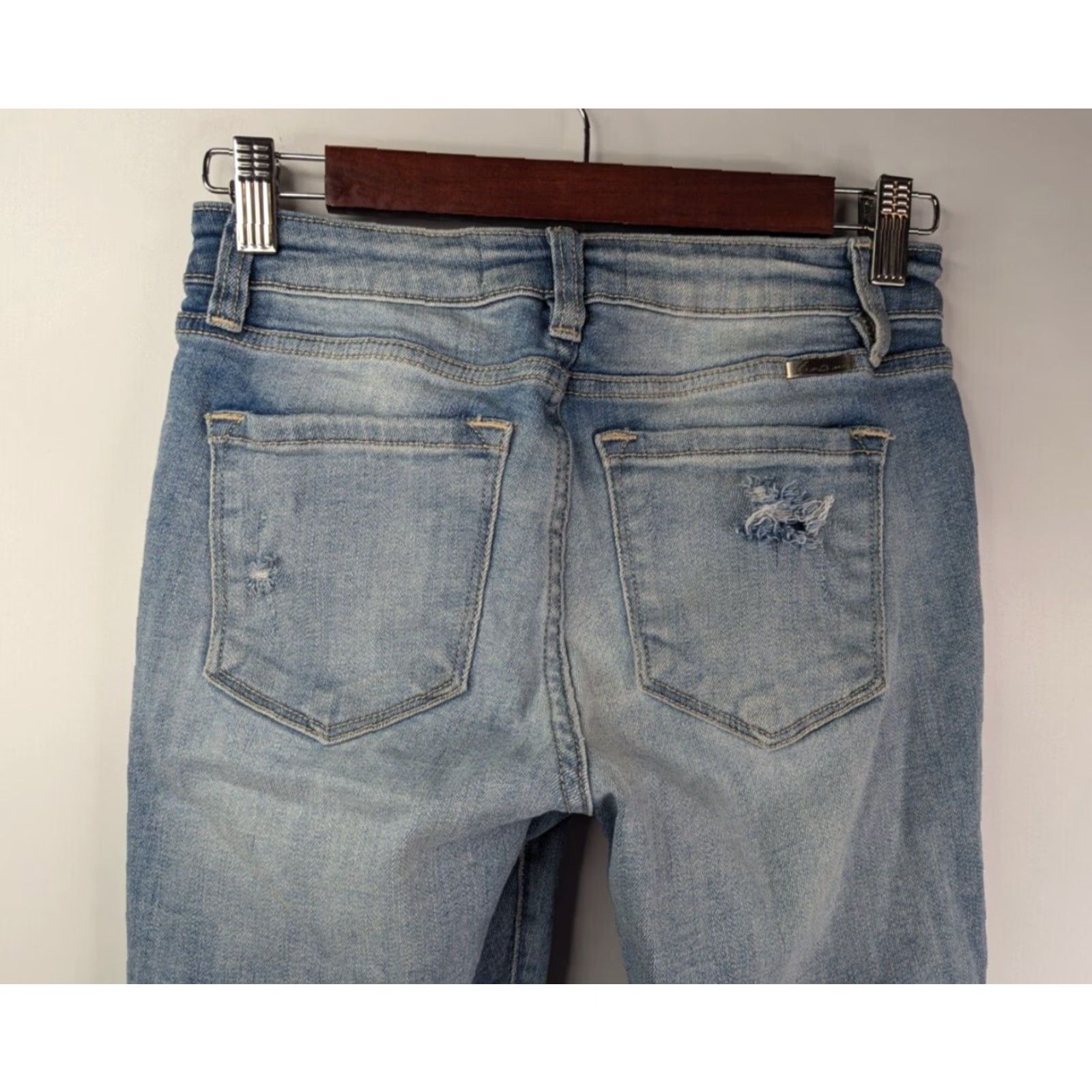 Vintage Kancan Jeans Mid Rise Distressed Skinny Blue Light Wash 27 Women 5-Pocket KC8373M Size 27" / US 4 / IT 40 - 5 Thumbnail