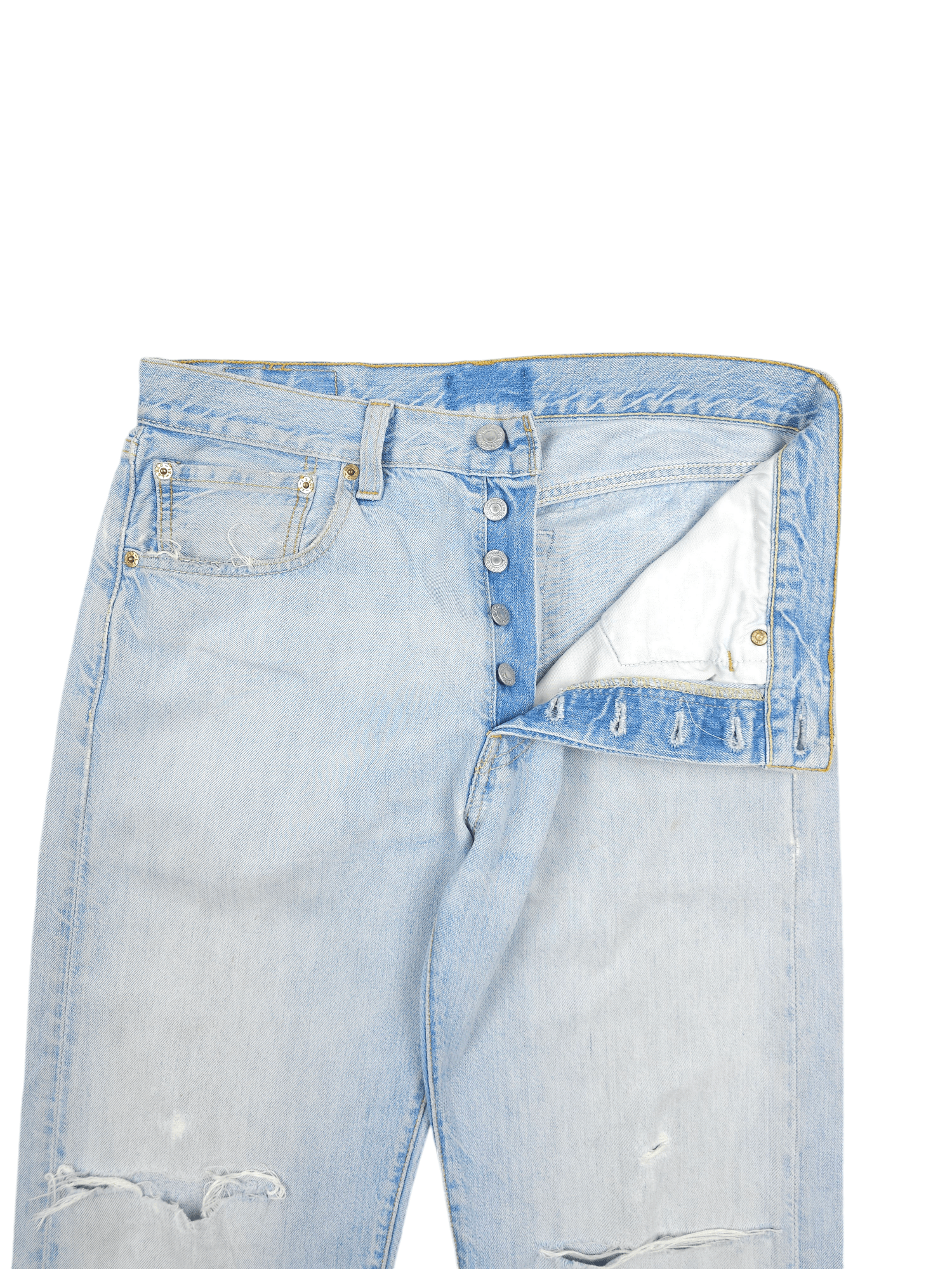 Levi's × Vintage 💎 32/32 Distressed Levi's 501 Regular Ripped Jeans Straight Size US 32 / EU 48 - 5 Thumbnail
