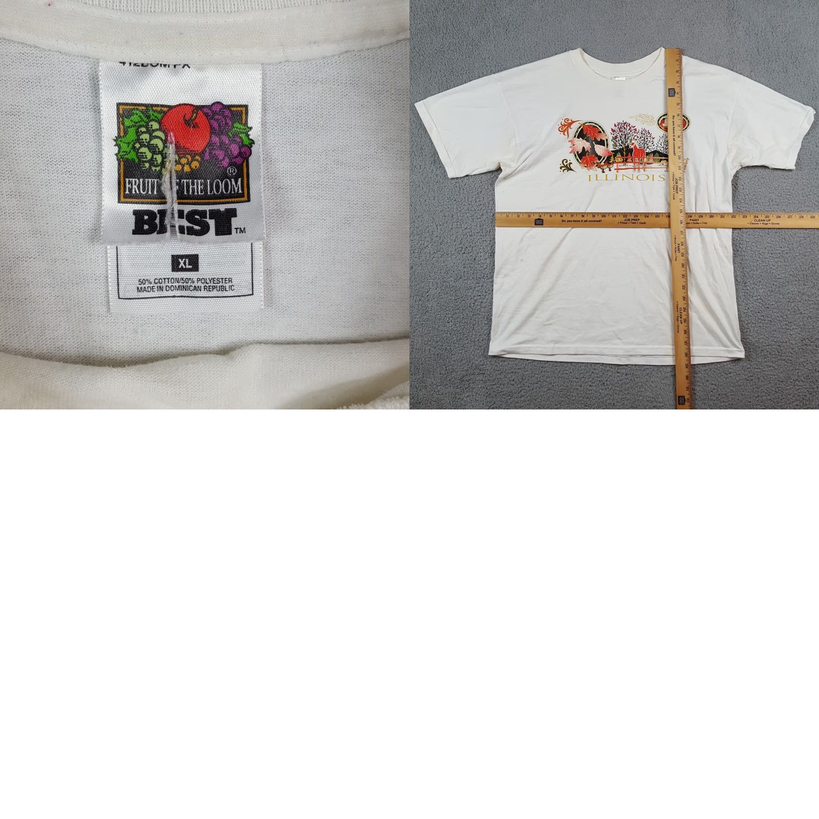 Fruit Of The Loom Vintage 90s Illinois Horse Farm Autumn Fall Leaves Size XL Y2K Animal T Shirt Size US XL / EU 56 / 4 - 8 Thumbnail