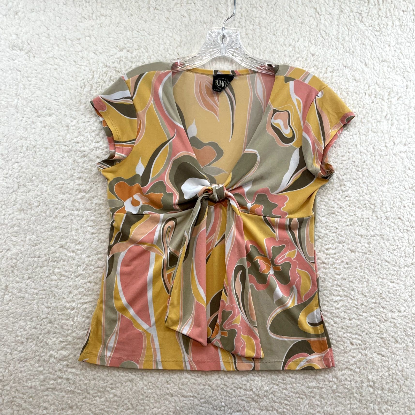 Etro VINTAGE 90s Y2K Top Groovy Psychedellic Retro 70s Pattern Shirt L Womens Pink Orange Slinky Casual B. Moss Size L / US 10 / IT 46 - 2 Thumbnail
