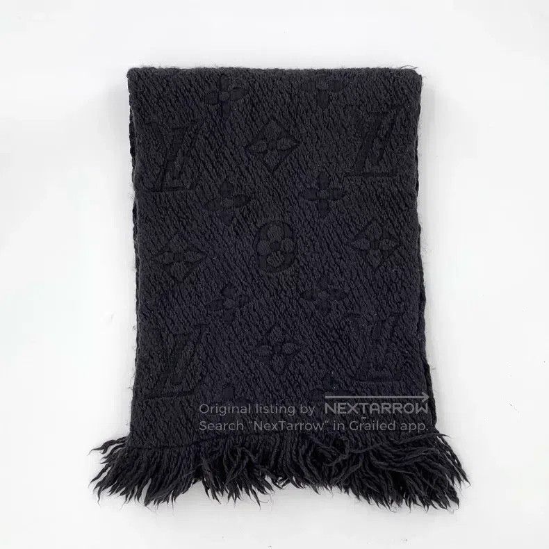 Louis Vuitton Louis Vuitton Black logo jacquard full print wool fringe s Size ONE SIZE - 1 Thumbnail