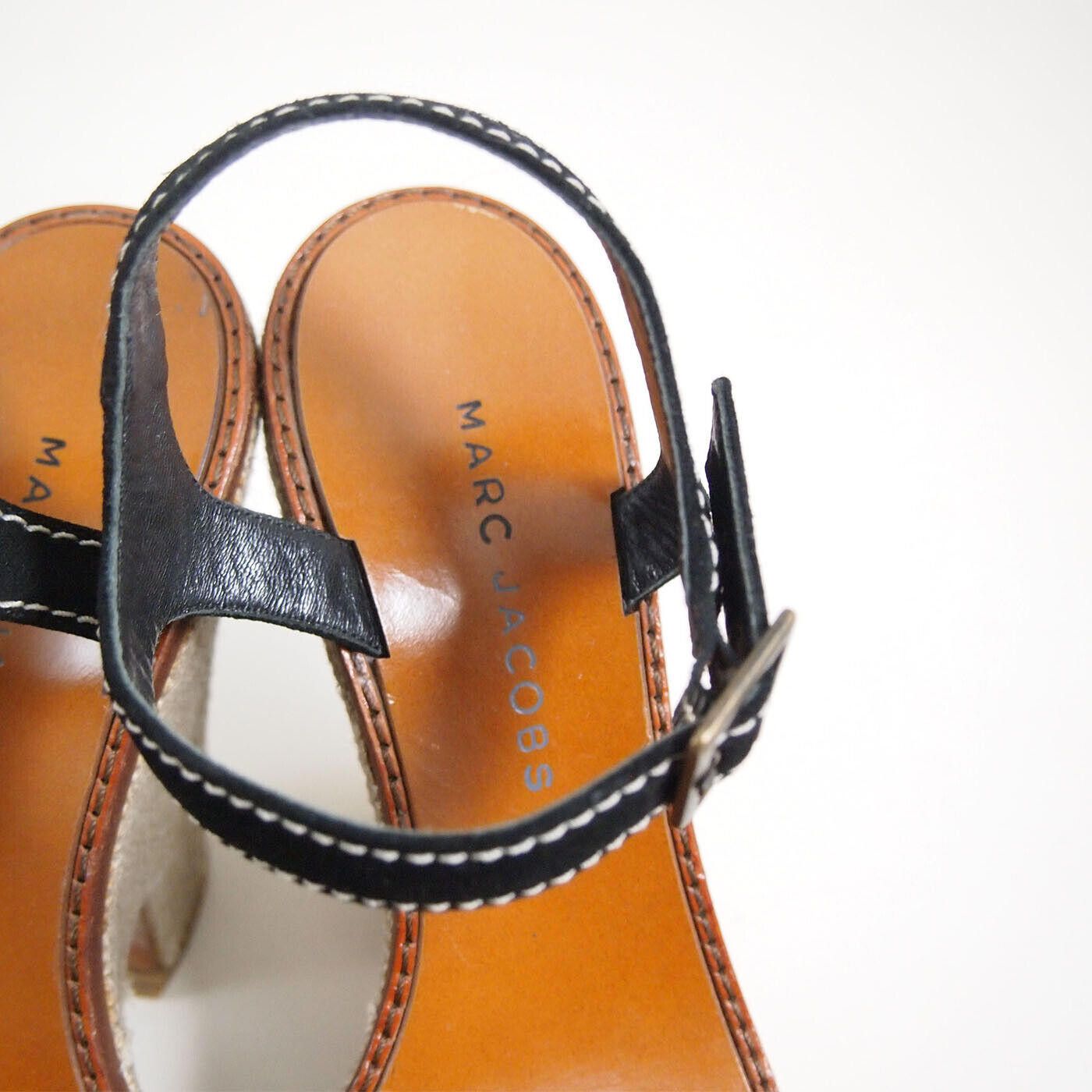 Marc Jacobs Marc Jacobs Wedge Strappy Sandals Black Leather 38.5 US 8.5 Size US 8.5 / IT 38.5 - 4 Thumbnail