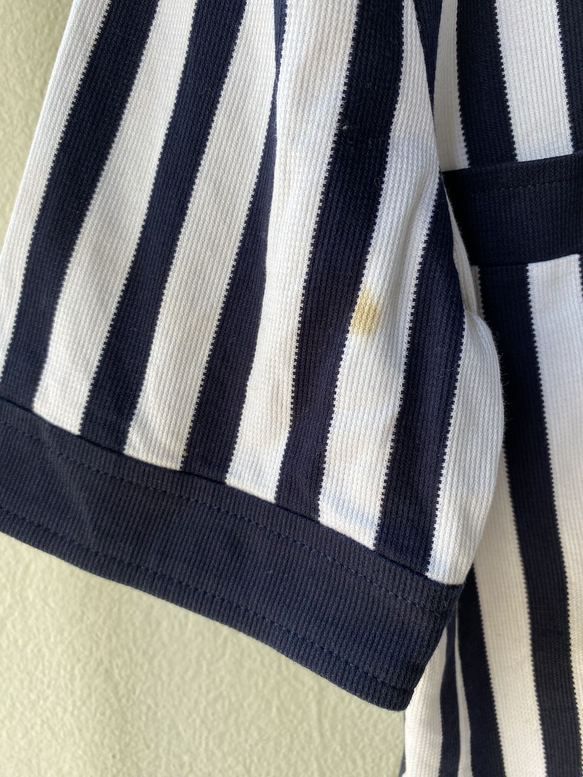Courrèges Navy Chic Striped Button-Up Blouse.