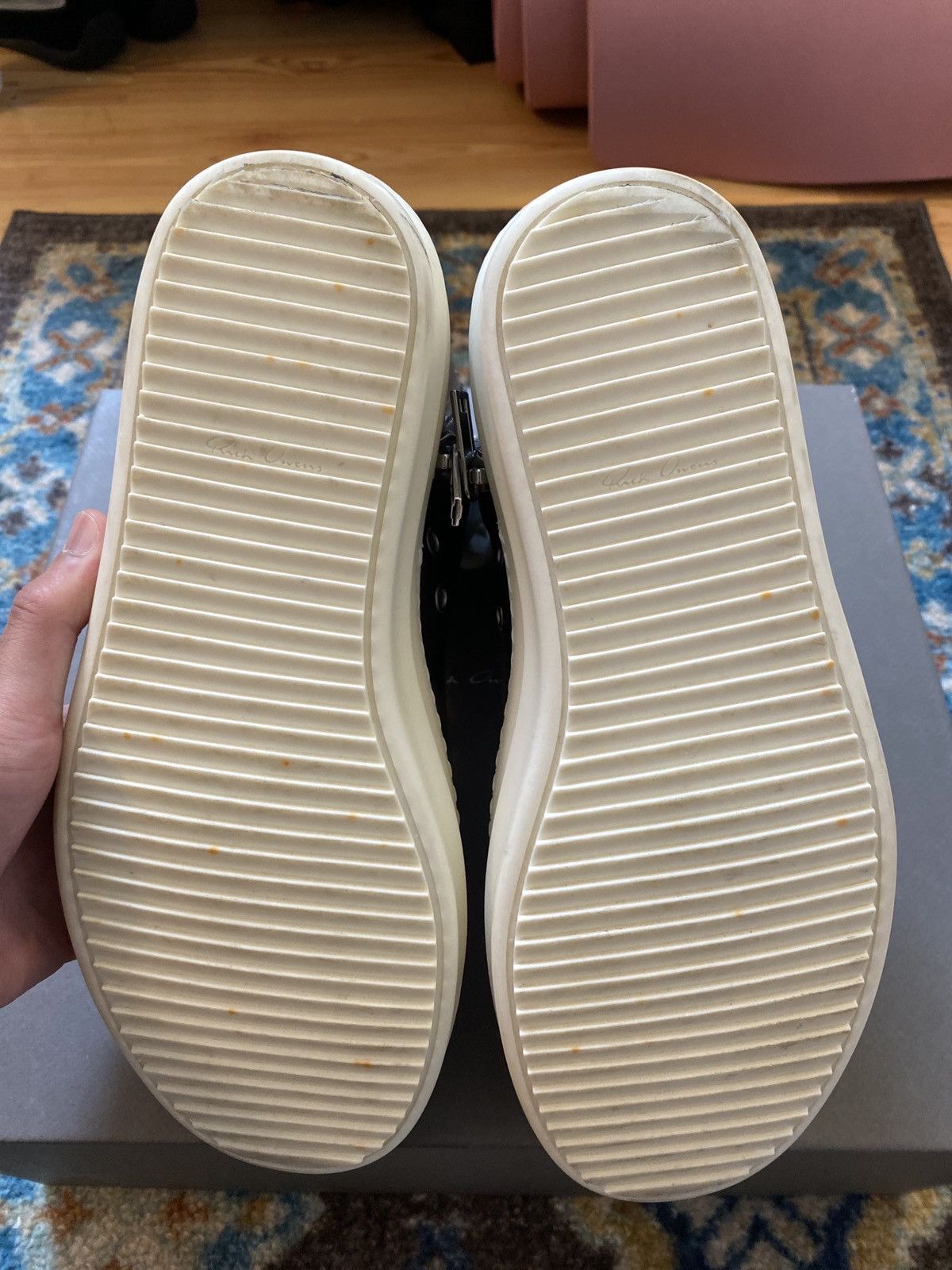 Rick Owens Rick Owens Ramones high Dust/milk/milk transparent leather Size US 8 / EU 41 - 5 Thumbnail