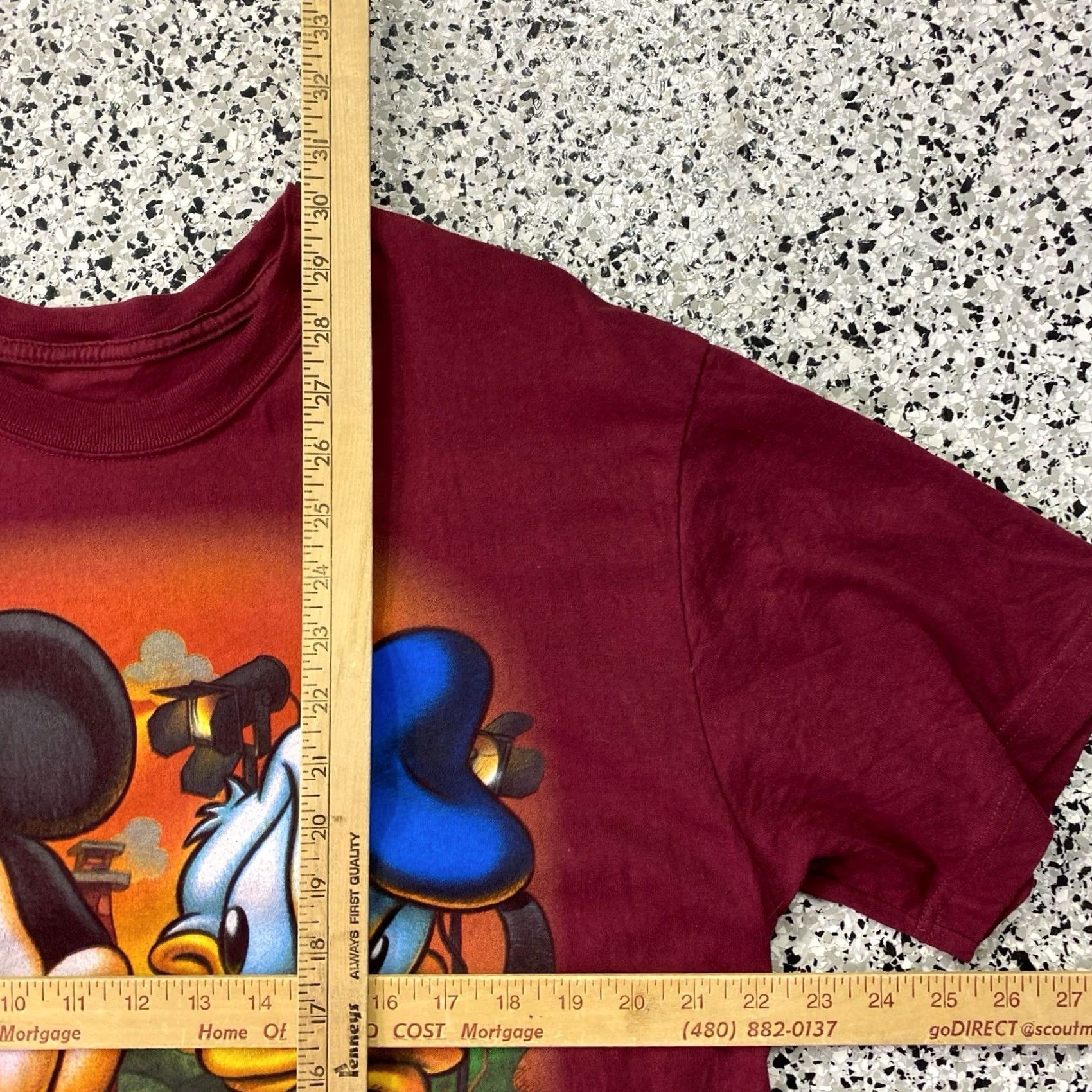 Disney VINTAGE Disney World Studio Mickey Mouse Donald Duck T Shirt Adult XL Burgundy Cotton Logo Crew Neck Short Sleeve Men Disney Magic Kingdom Size US XL / EU 56 / 4 - 3 Thumbnail