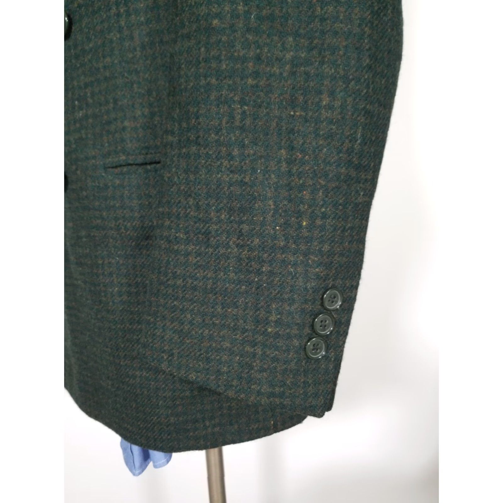 Hunter VINTAGE Zenio 40R Double Breasted Sport Coat Jacket Green Tweed Wool Men Blazer Size 40R - 2 Thumbnail