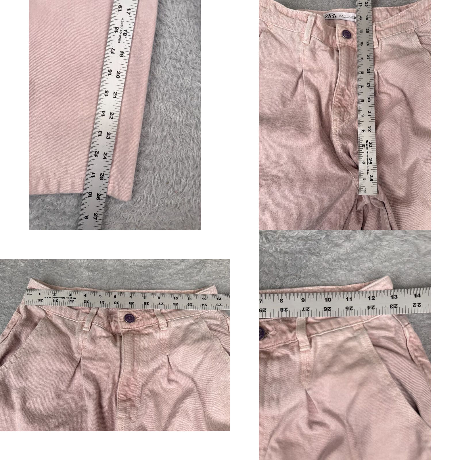 Zara Zara Jeans Womens Pink Denim Wide Leg High Rise Cotton Zip Fly 26x26 4 Size 27" / US 4 / IT 40 - 8 Thumbnail