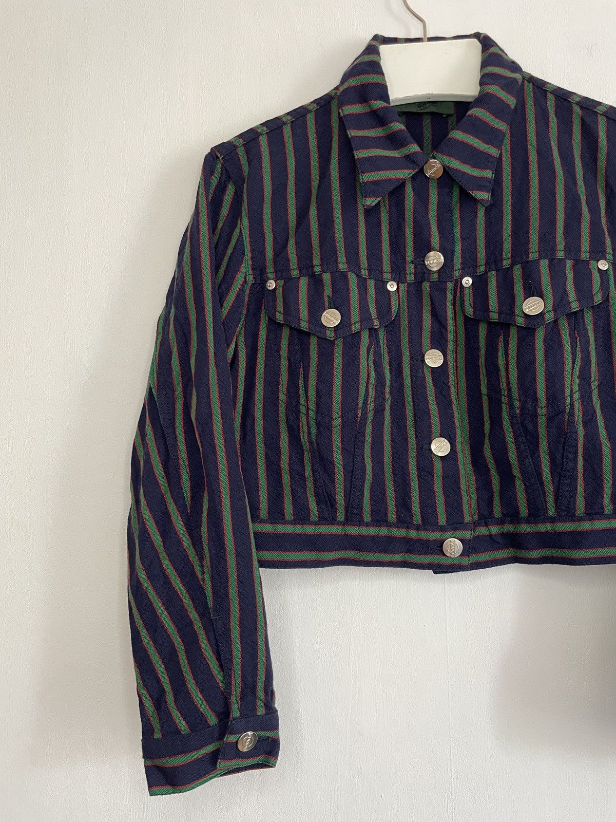 Jean Paul Gaultier × Vintage Junior Gaultier Vintage Striped Cropped Wool Jacket Size S / US 4 / IT 40 - 3 Thumbnail